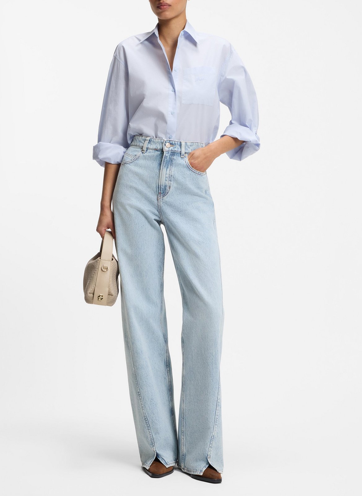 Jean large en coton BOSS Bleu