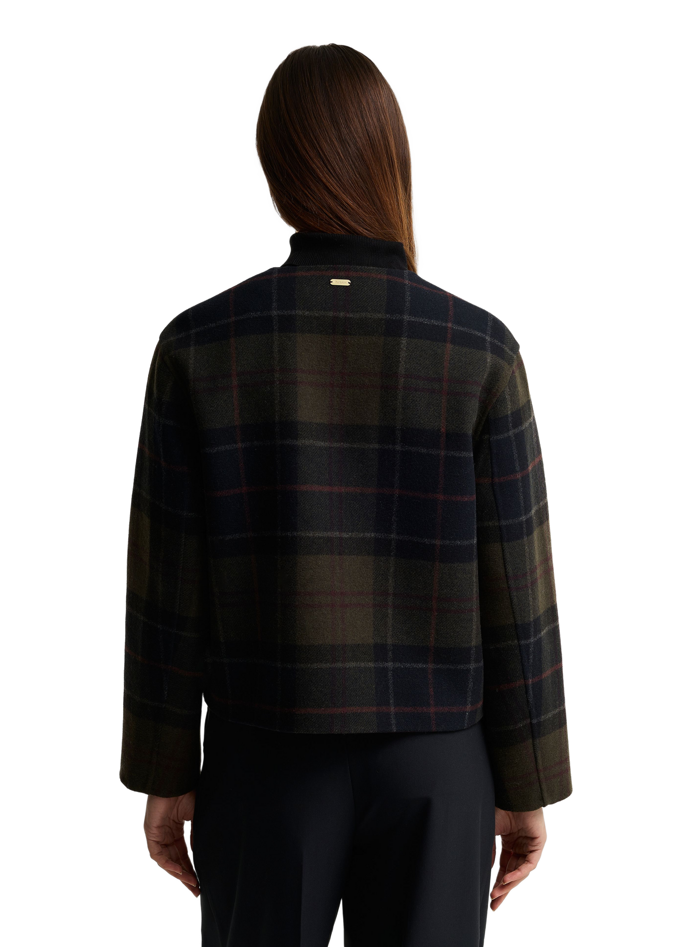 Gerader Wollmix-Blazer mit Rundhalsausschnitt in Karomuster. BARBOUR Mehrfarbig