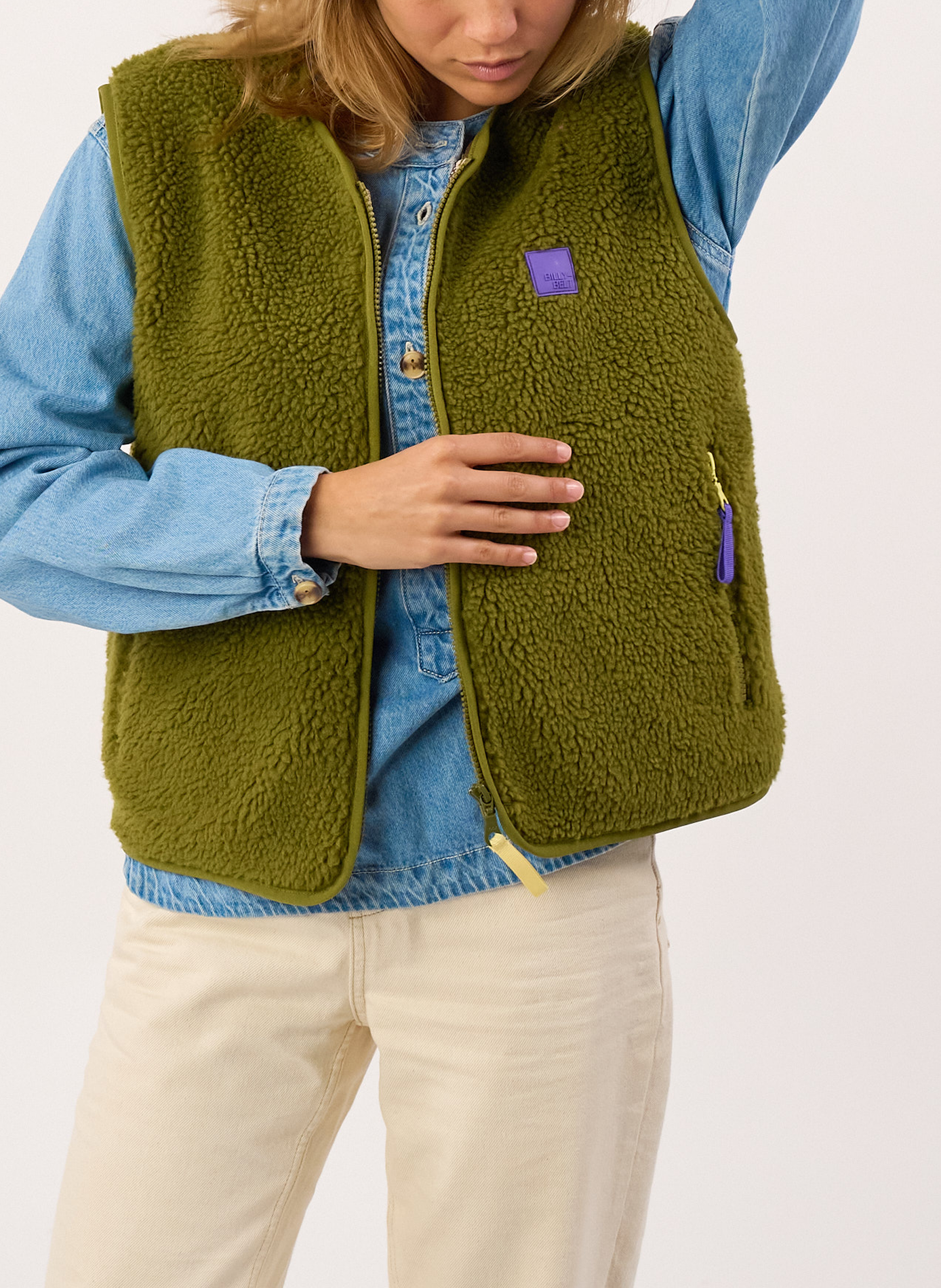 Veste sherpa zippée sans manches BILLYBELT Vert