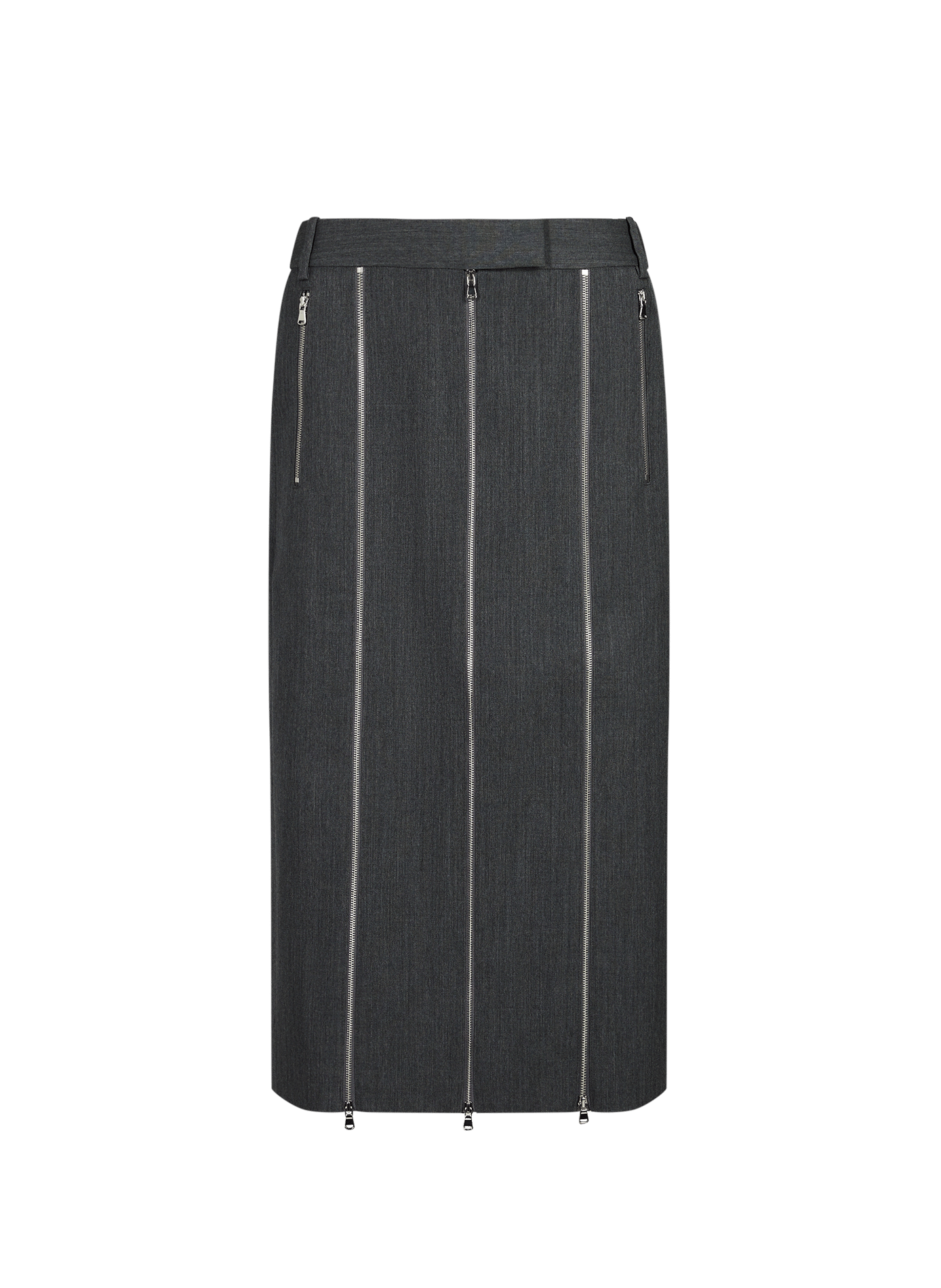 Jupe droite midi en laine TIBI Gris