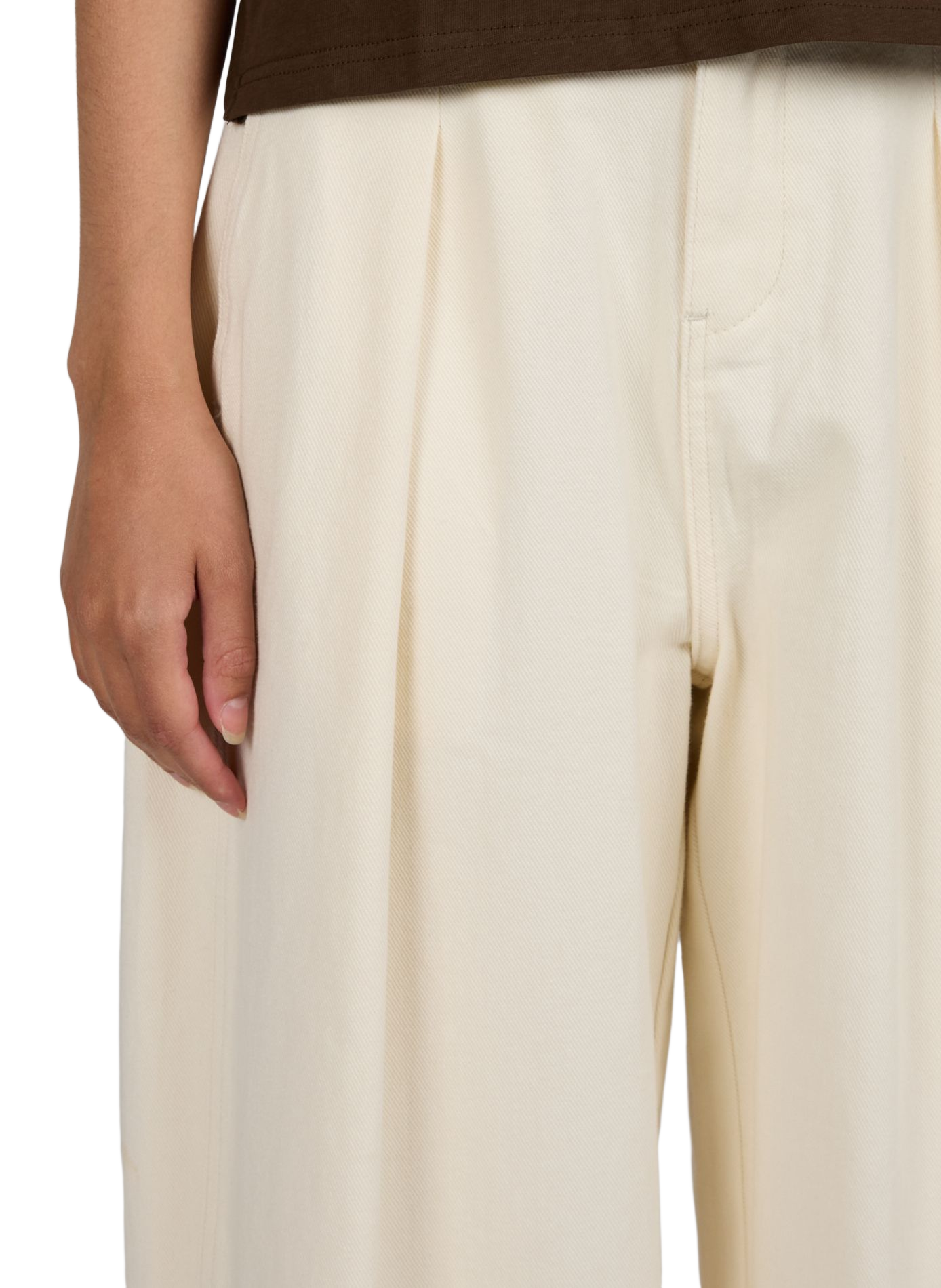 Hohe Taille Baumwolljeans in großem Schnitt SUNCOO Beige