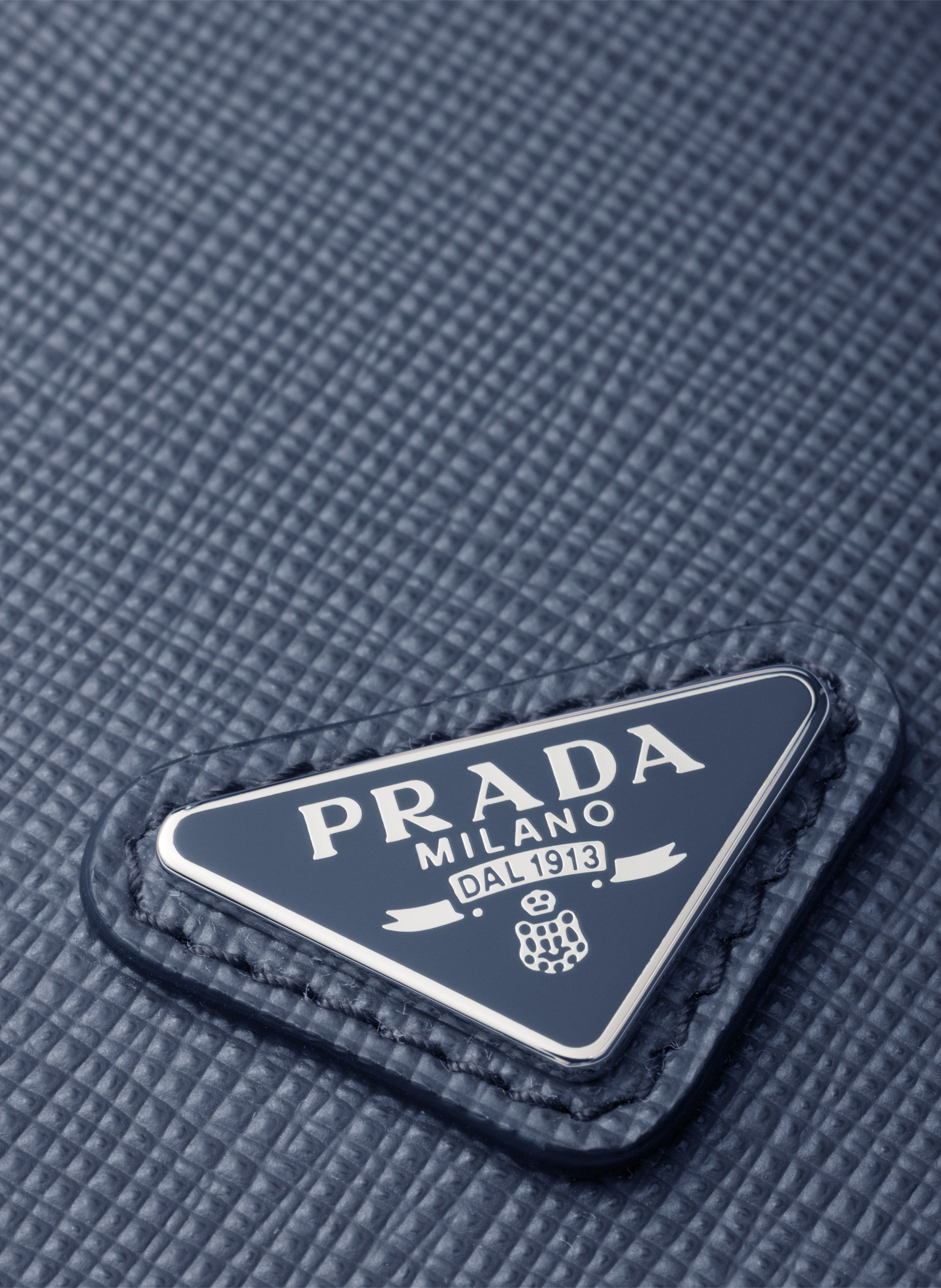 Porte-cartes en cuir saffiano PRADA Bleu