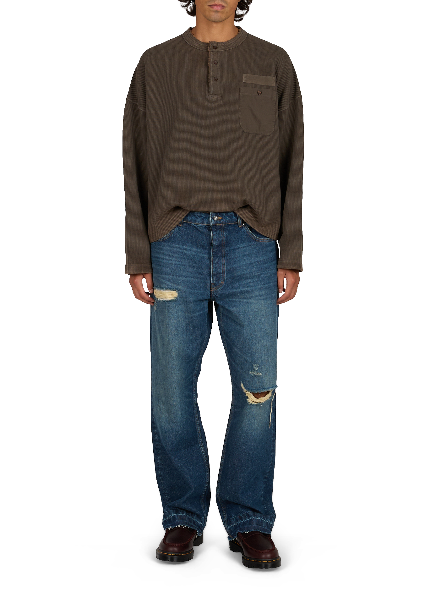 Gerade geschnittene Jeans Heaton aus Baumwoll-Denim REPRESENT Blau