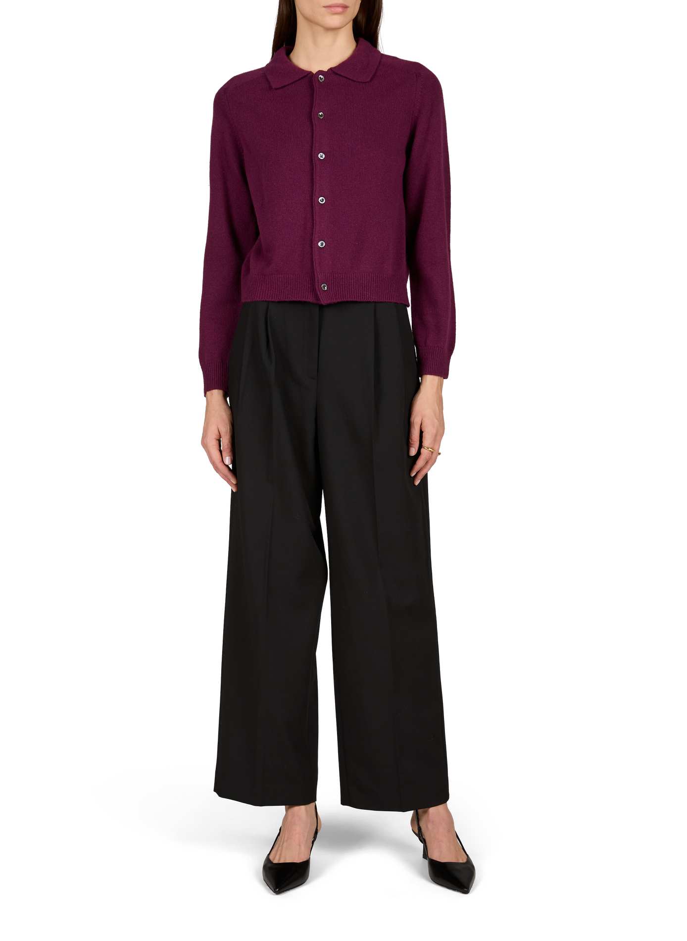 Cardigan court en maille fine DUNST Violet