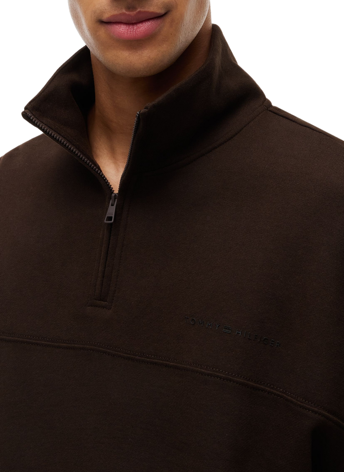 Sweat à col montant en coton mélangé TOMMY HILFIGER Marron