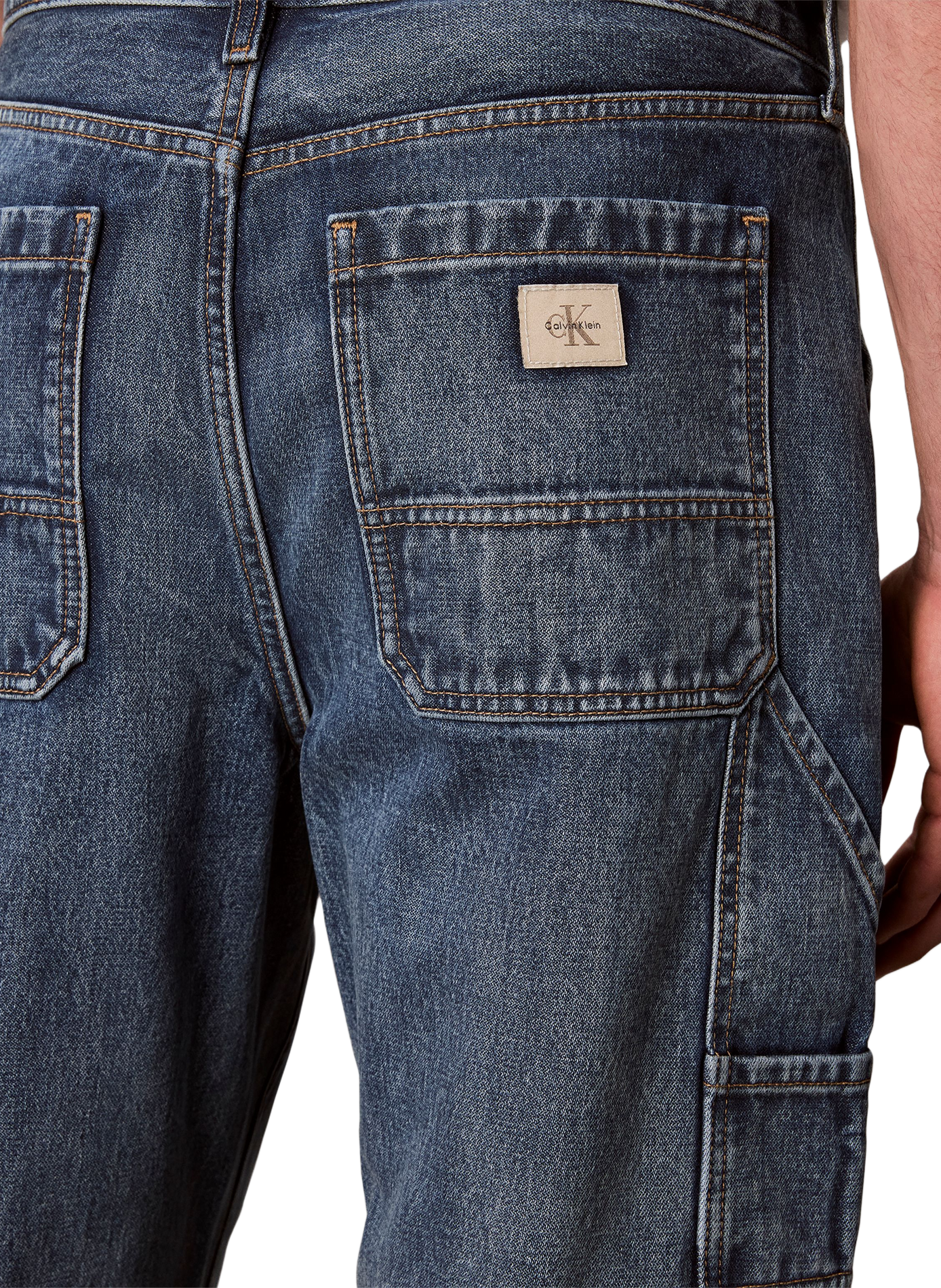 Jean large cargo en denim de coton CALVIN KLEIN Blau