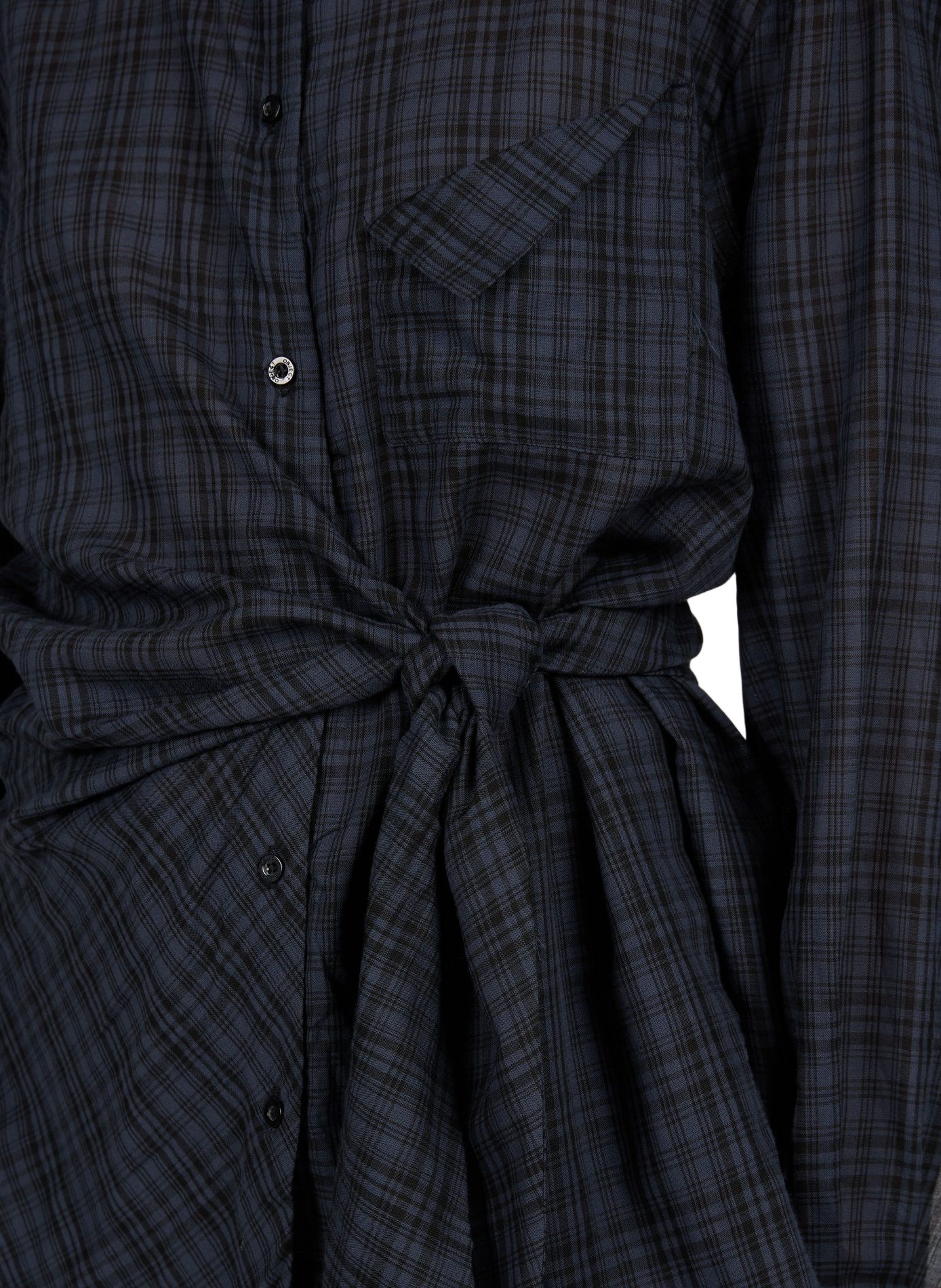 Ruffled cotton blend shirt OBJECT Blue