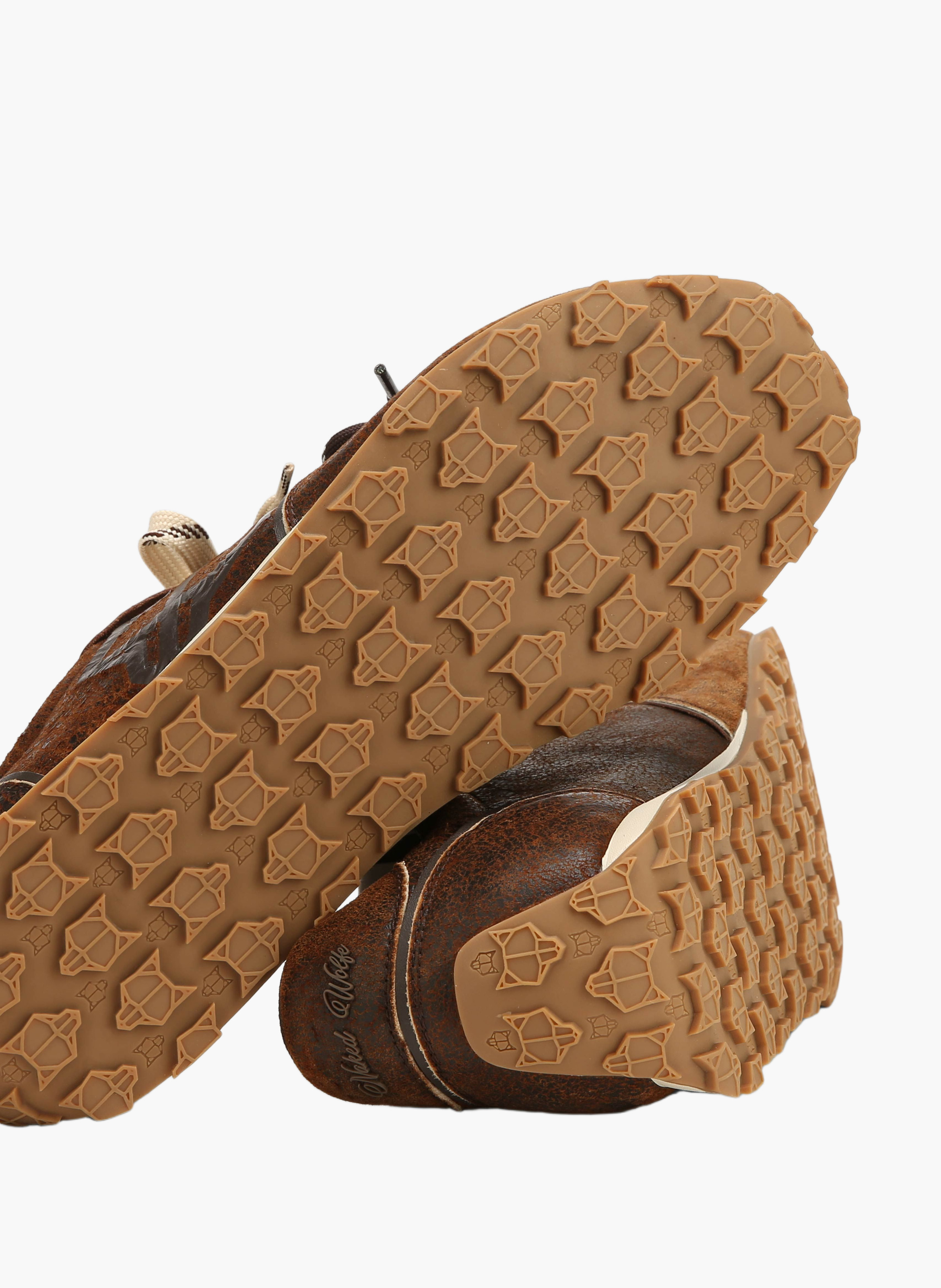 Baskets lightning en cuir vieilli NAKED WOLFE Marron