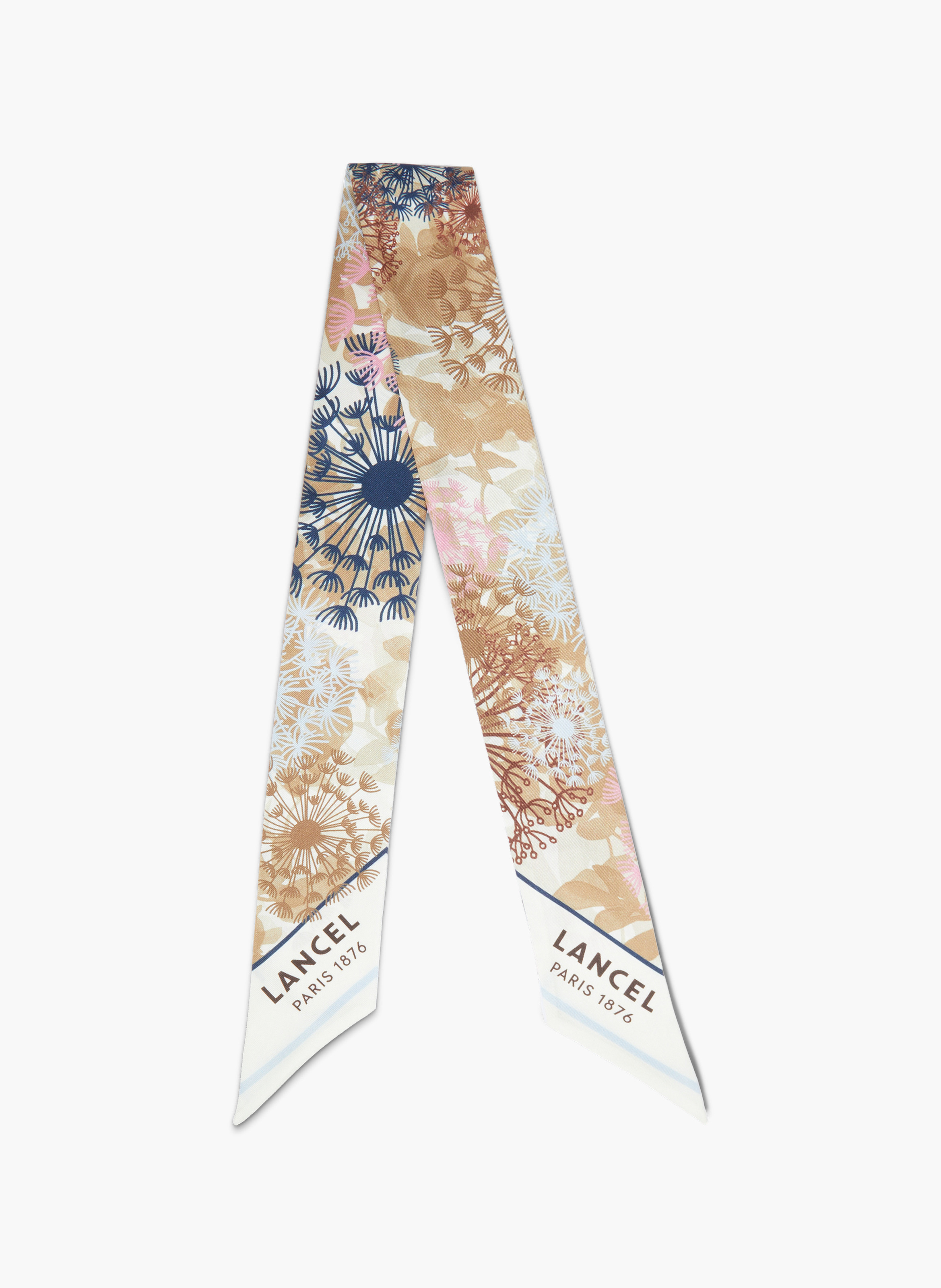 Bandeau met vuurwerkpatroon in bedrukte zijden twill. LANCEL Wit