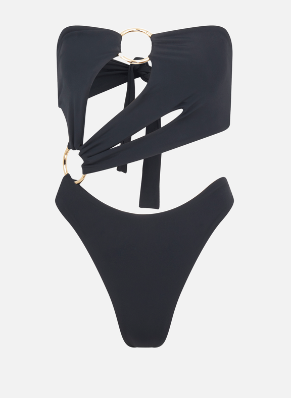 LOUISA BALLOU Asymmetric swimsuit Black