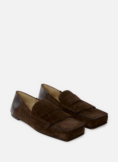 Les Mocassins Carré en croûte de cuir embossée croco JACQUEMUS Les Mocassins Carré en croûte de cuir embossée croco JACQUEMUS