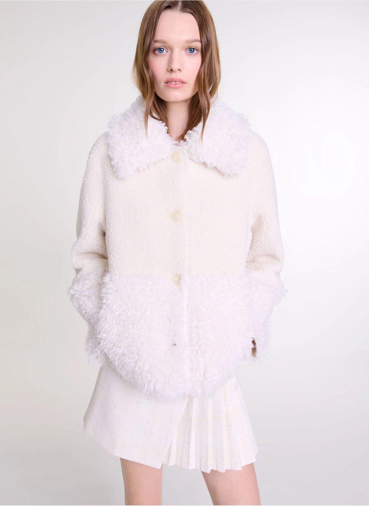 Veste Molletonnée à Col Classique - Maje Femme | Printemps.com