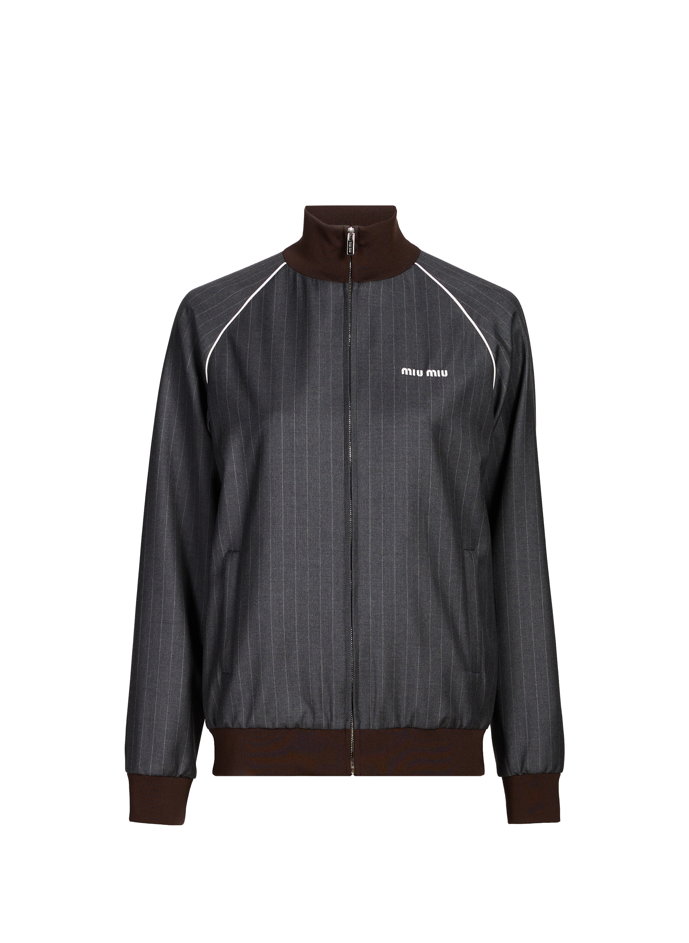 Veste col montant en laine vierge MIU MIU Gris