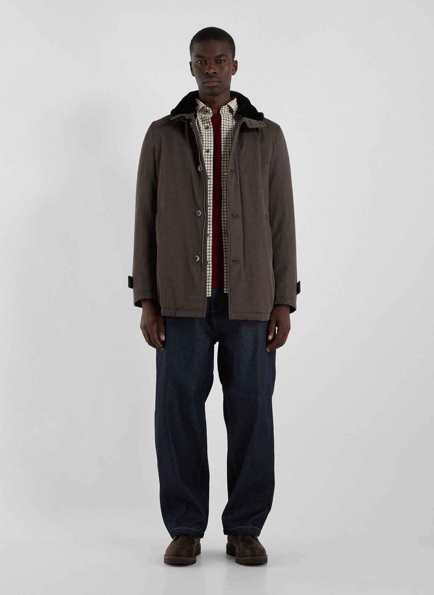 Straight wool parka HERNO Brown