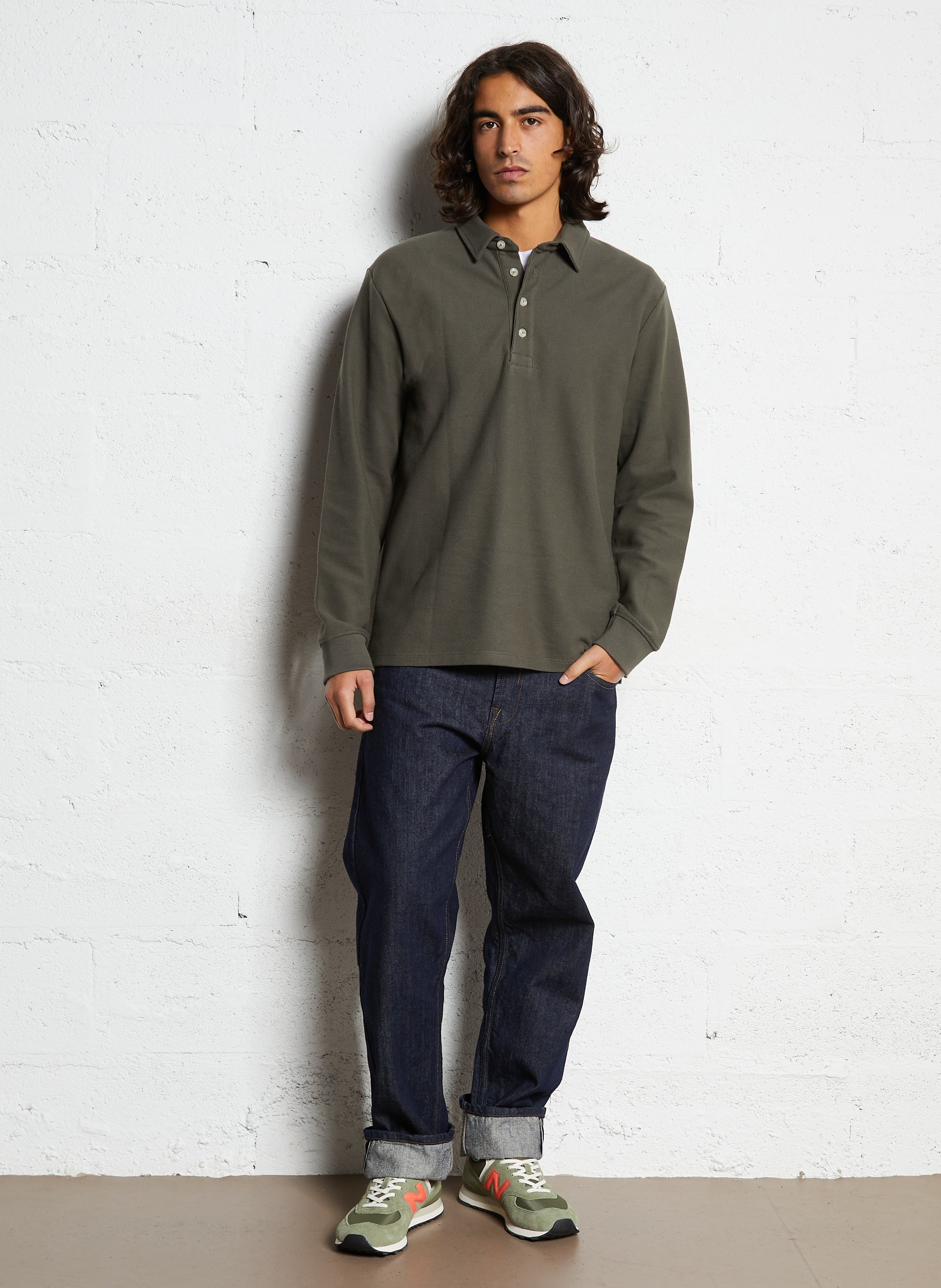 Polo droit en coton heritage Kaki