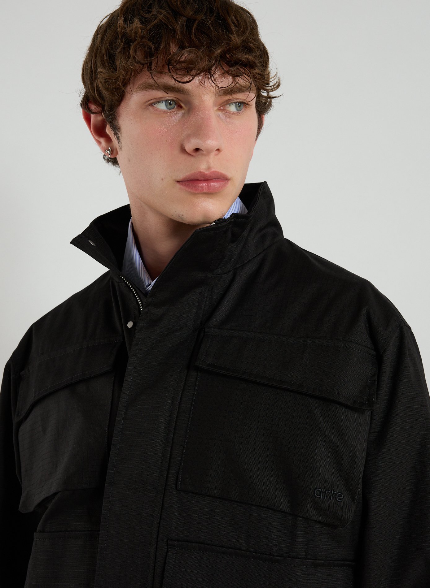 Jacket with high collar in blended cotton ARTE ANTWERP Black