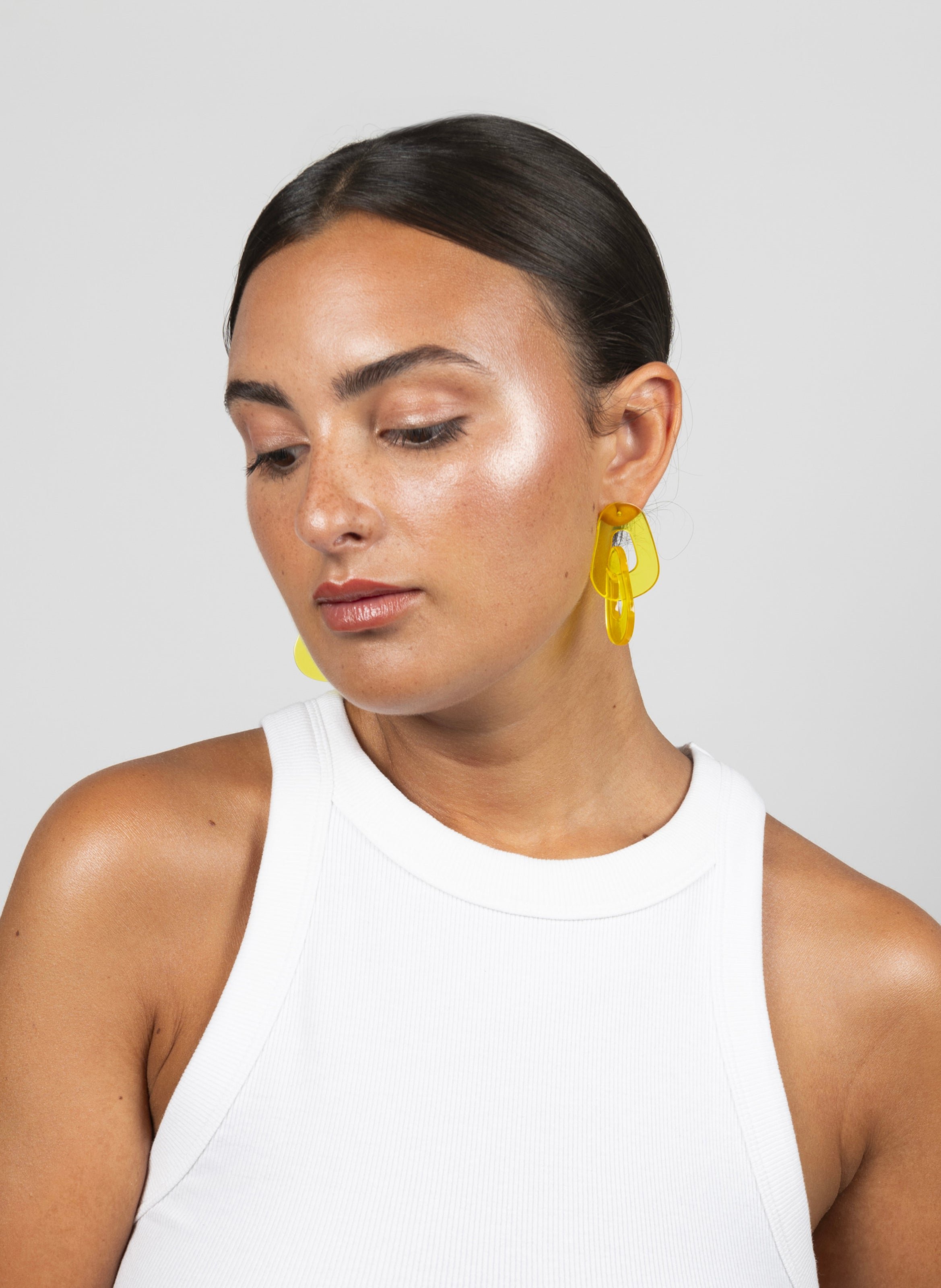 Boucles d'oreilles maillons en acétate de cellulose Jaune