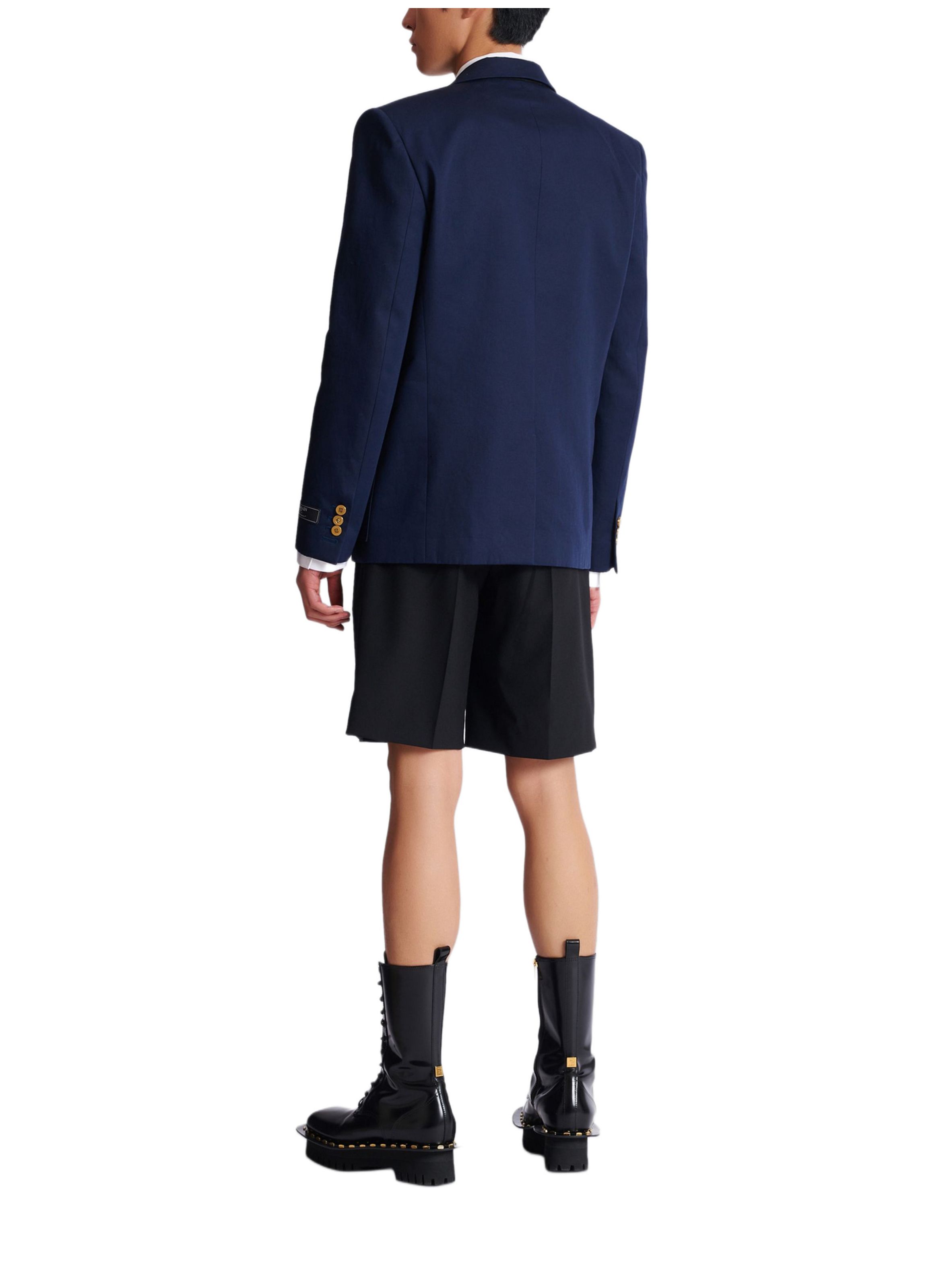 Veste 2 boutons en twill de coton BALMAIN Bleu