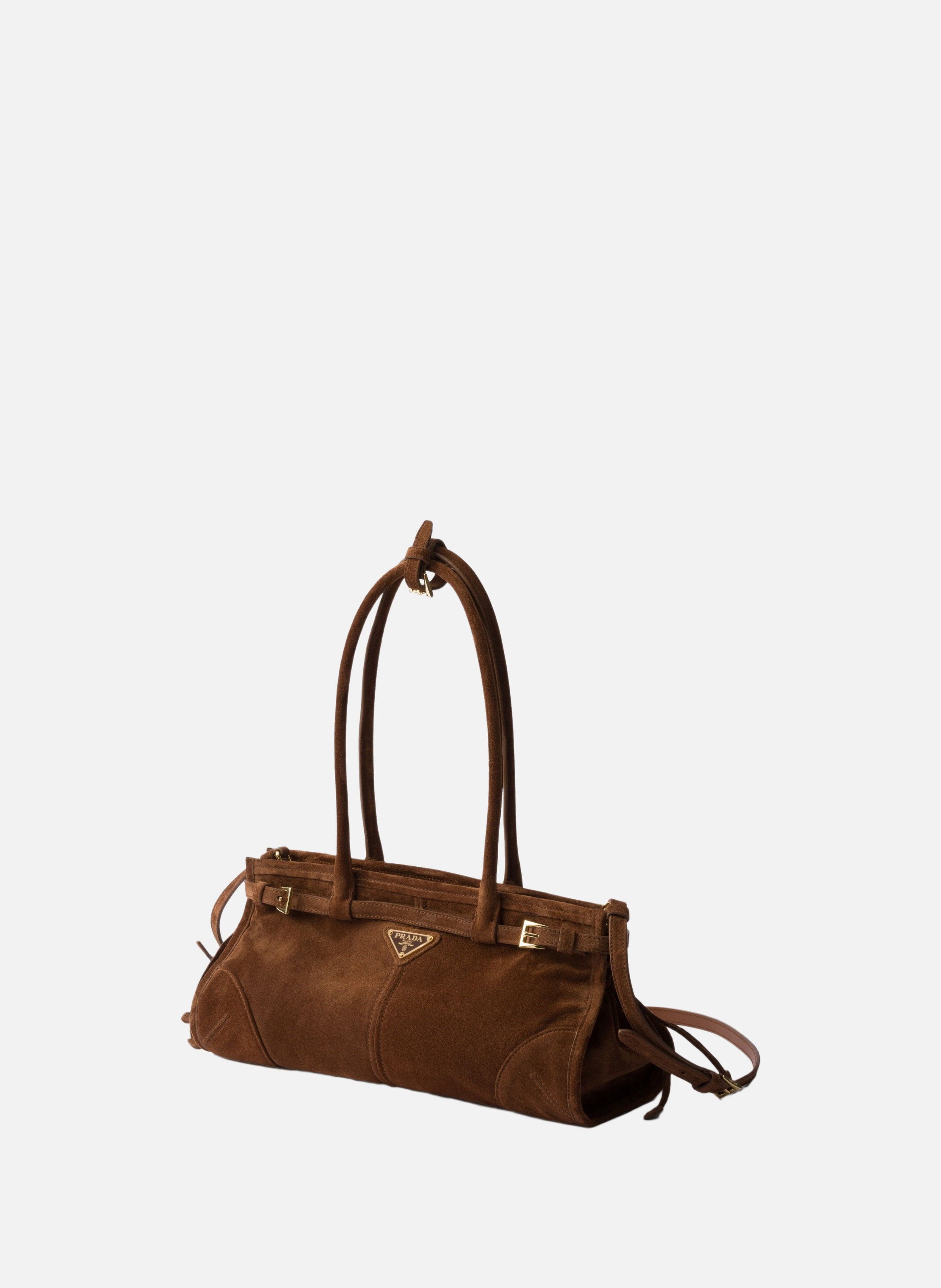 Sac à main prada bonnie en veau velours PRADA Marron