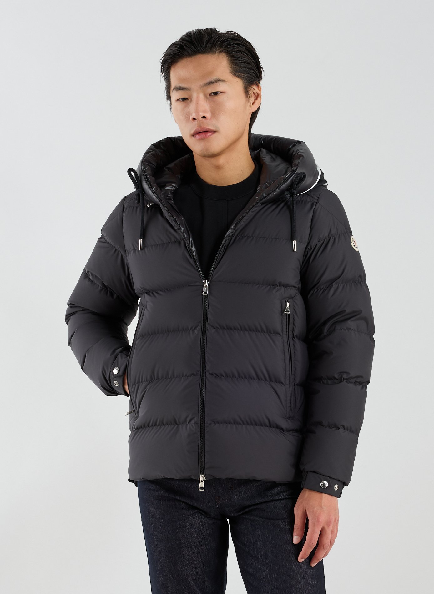Down jacket with logo MONCLER Black