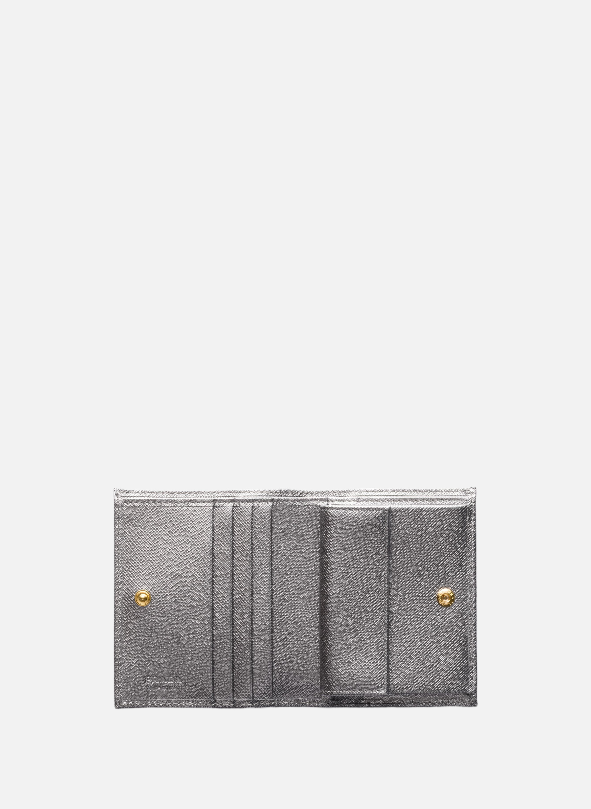 Petit portefeuille en cuir saffiano PRADA Argent