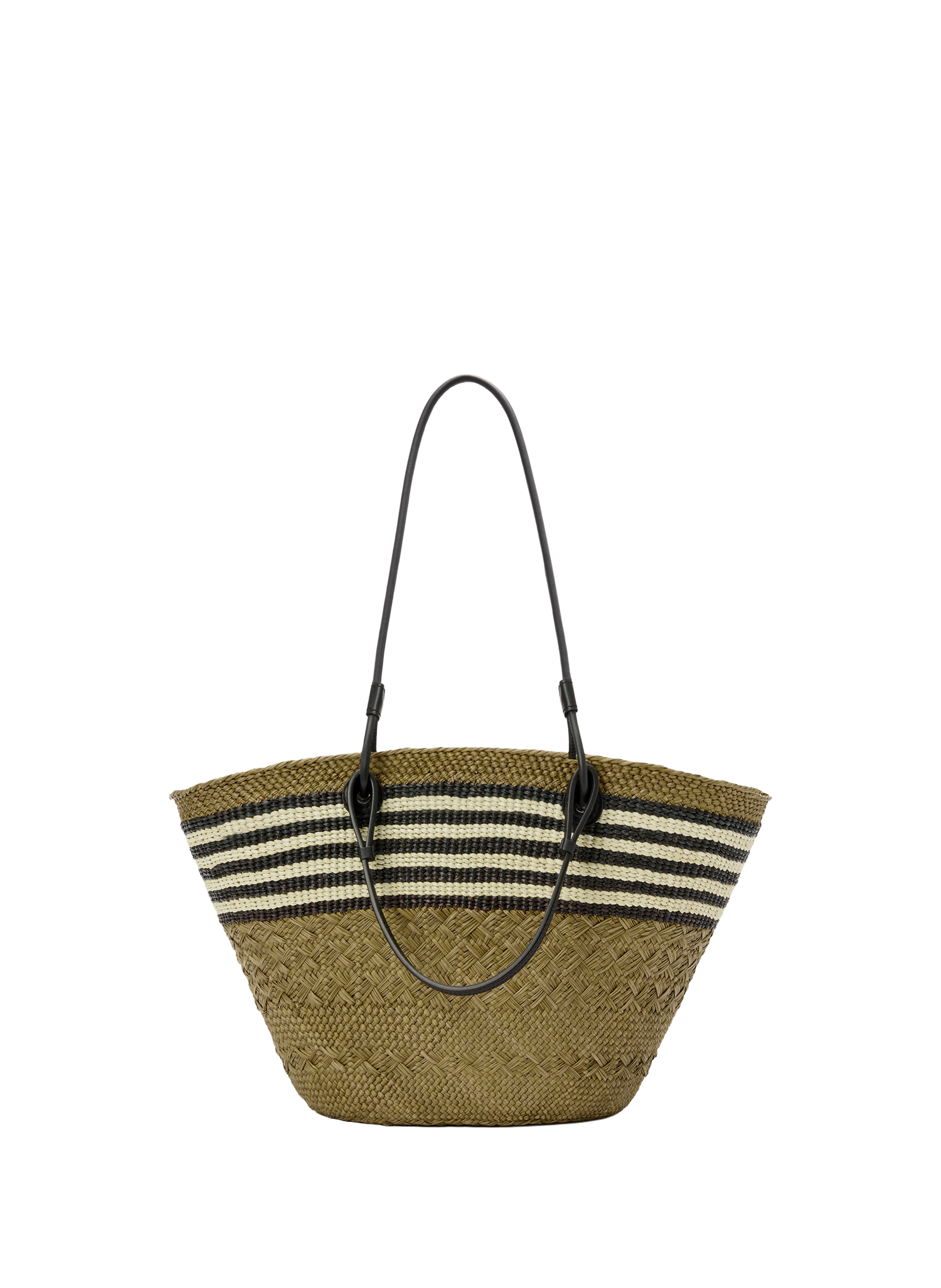 Medium basket in Iraca palm and calf leather LOEWE Khaki