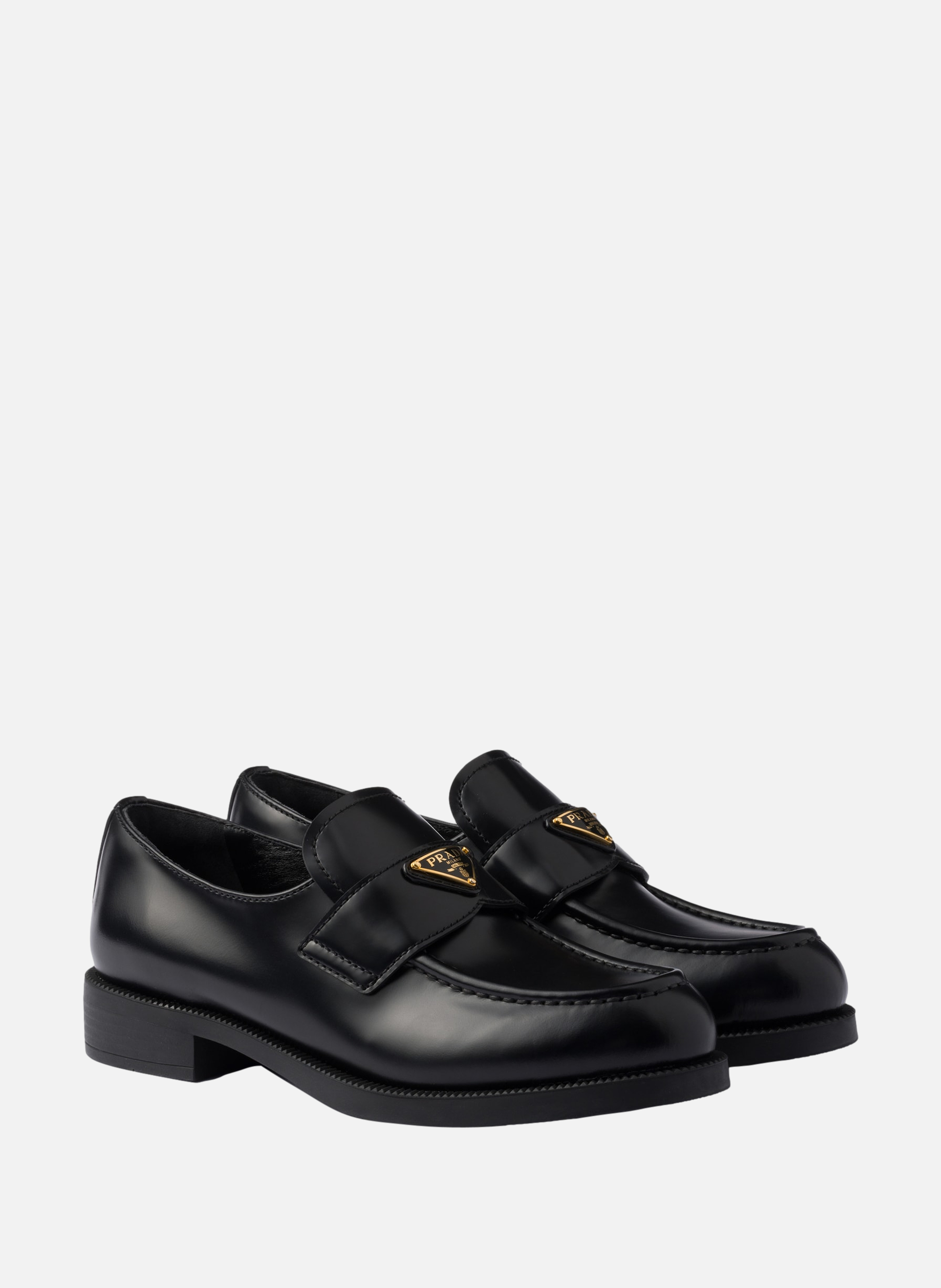 Mocassins en cuir brossé PRADA Noir