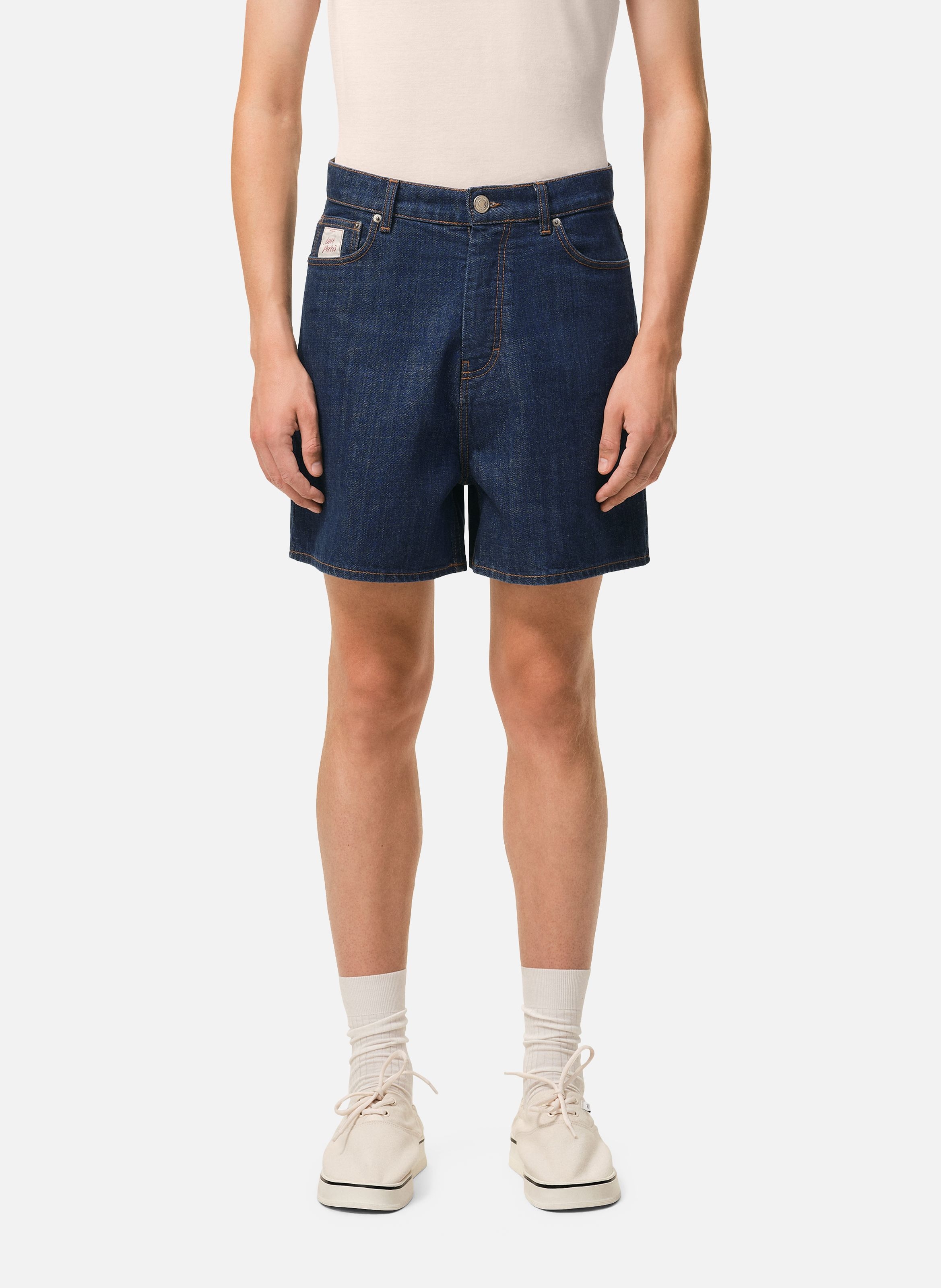 Short avec empiècement héritage ami paris en coton BleuAMI PARIS