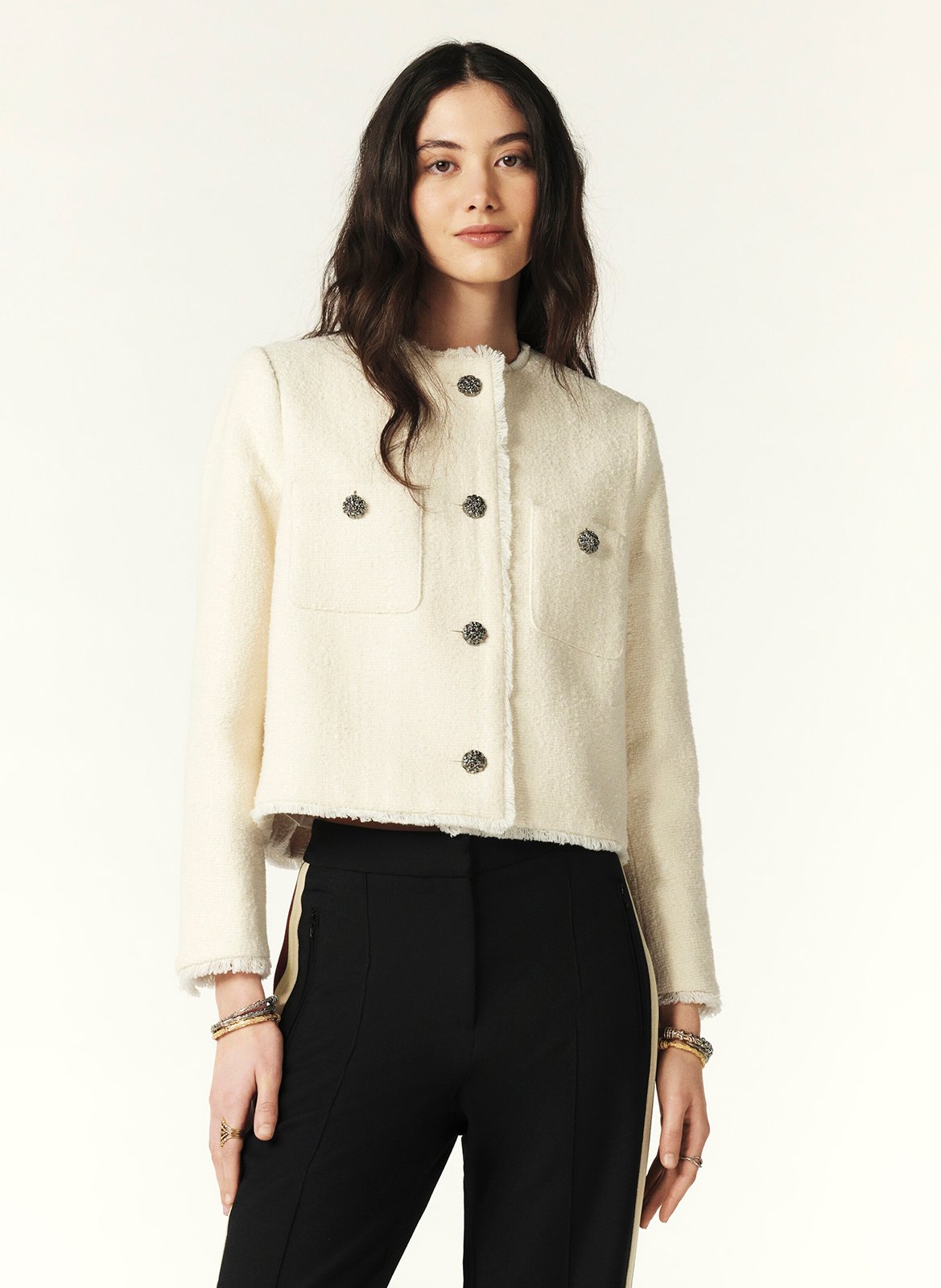 Veste courte en coton et laine mélangés mera BA&SH Beige