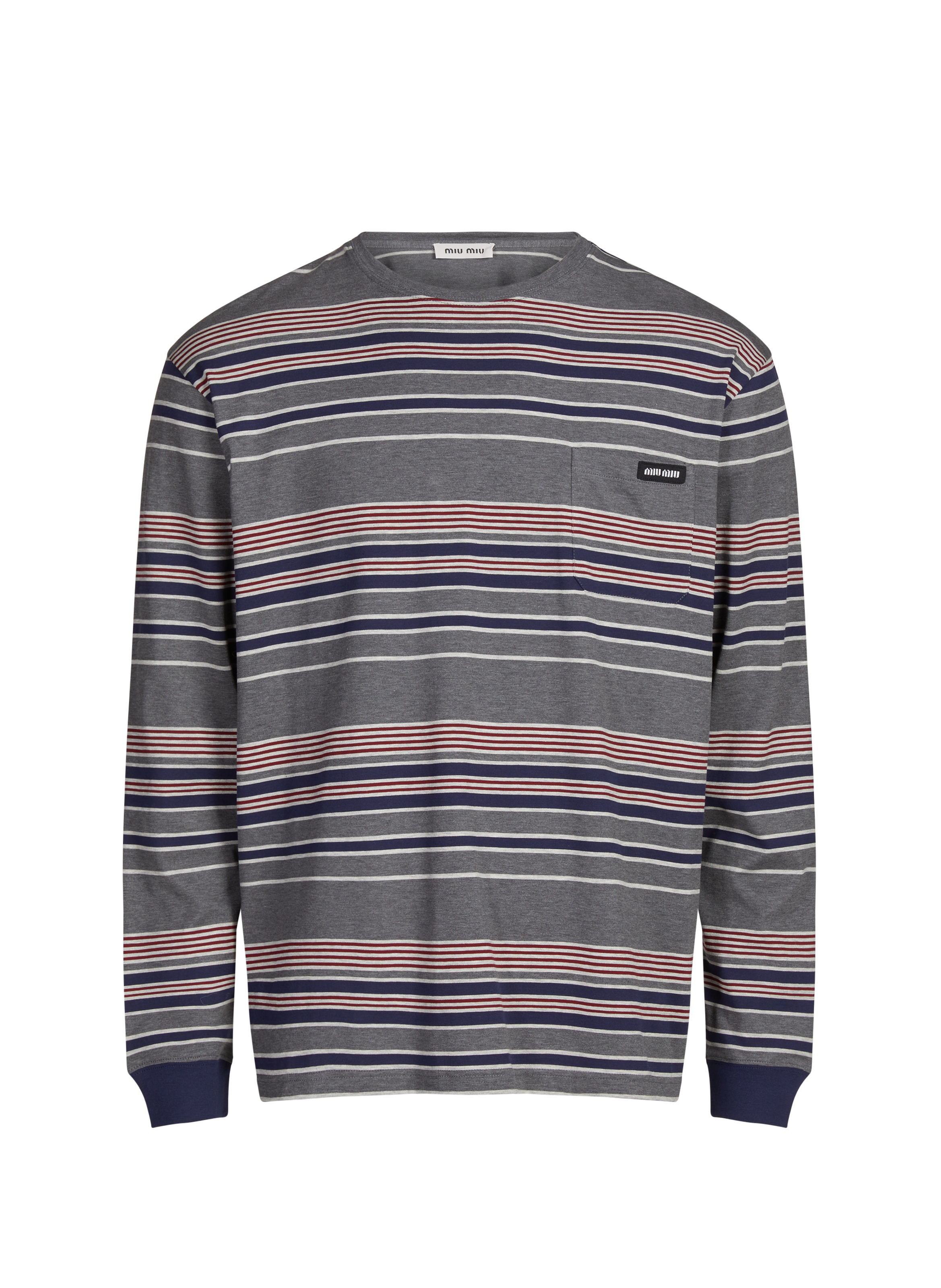 Long-sleeved striped cotton top MIU MIU Multicolour
