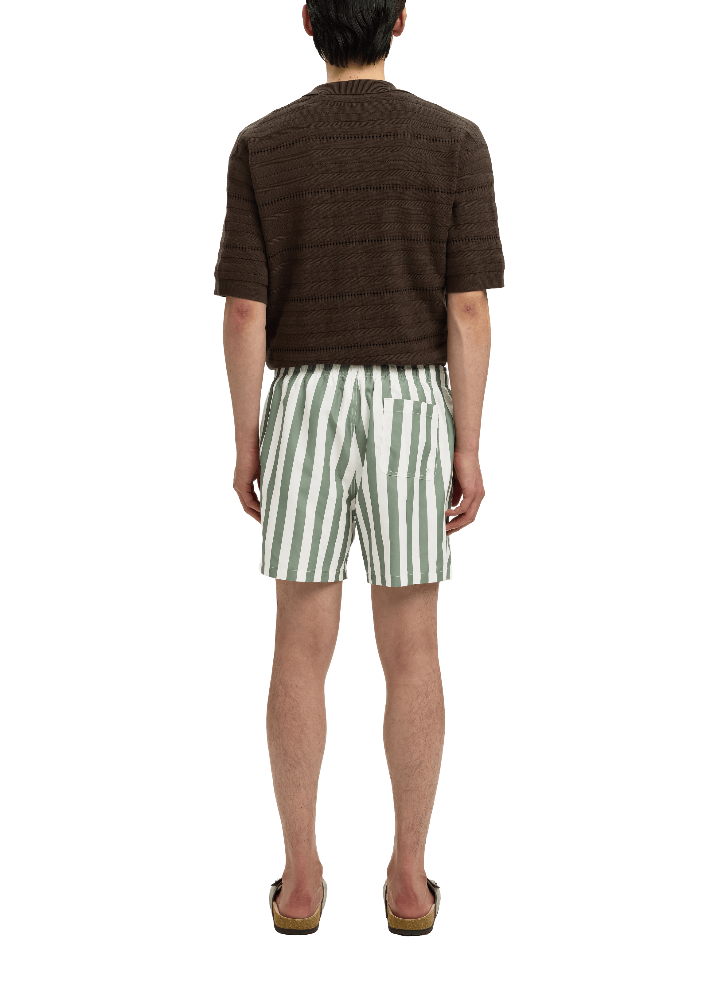Striped swim shorts SELECTED Green