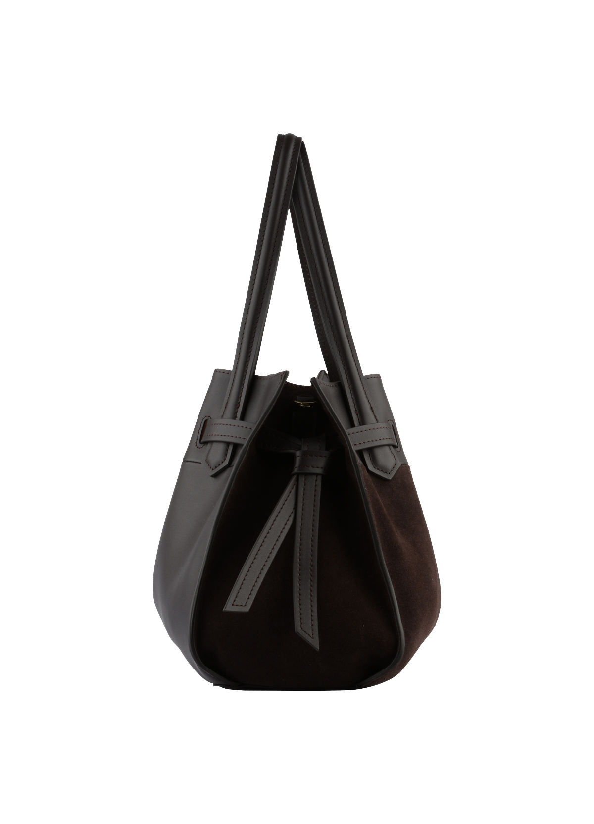 Blossom Daim | Sac à main MM en cuir de vachette POURCHET Marron