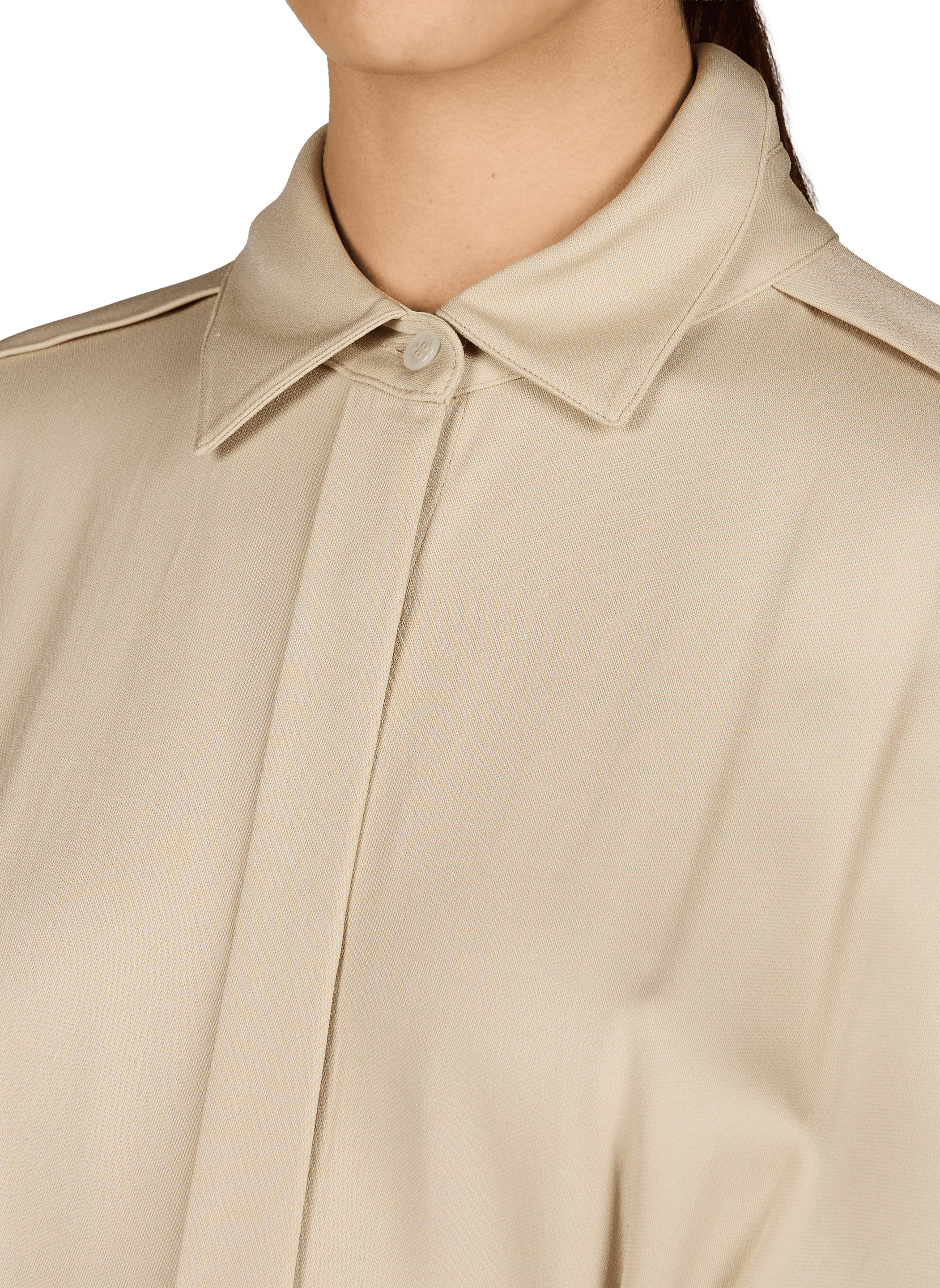 Loose solid color dress with classic collar BOSS Beige