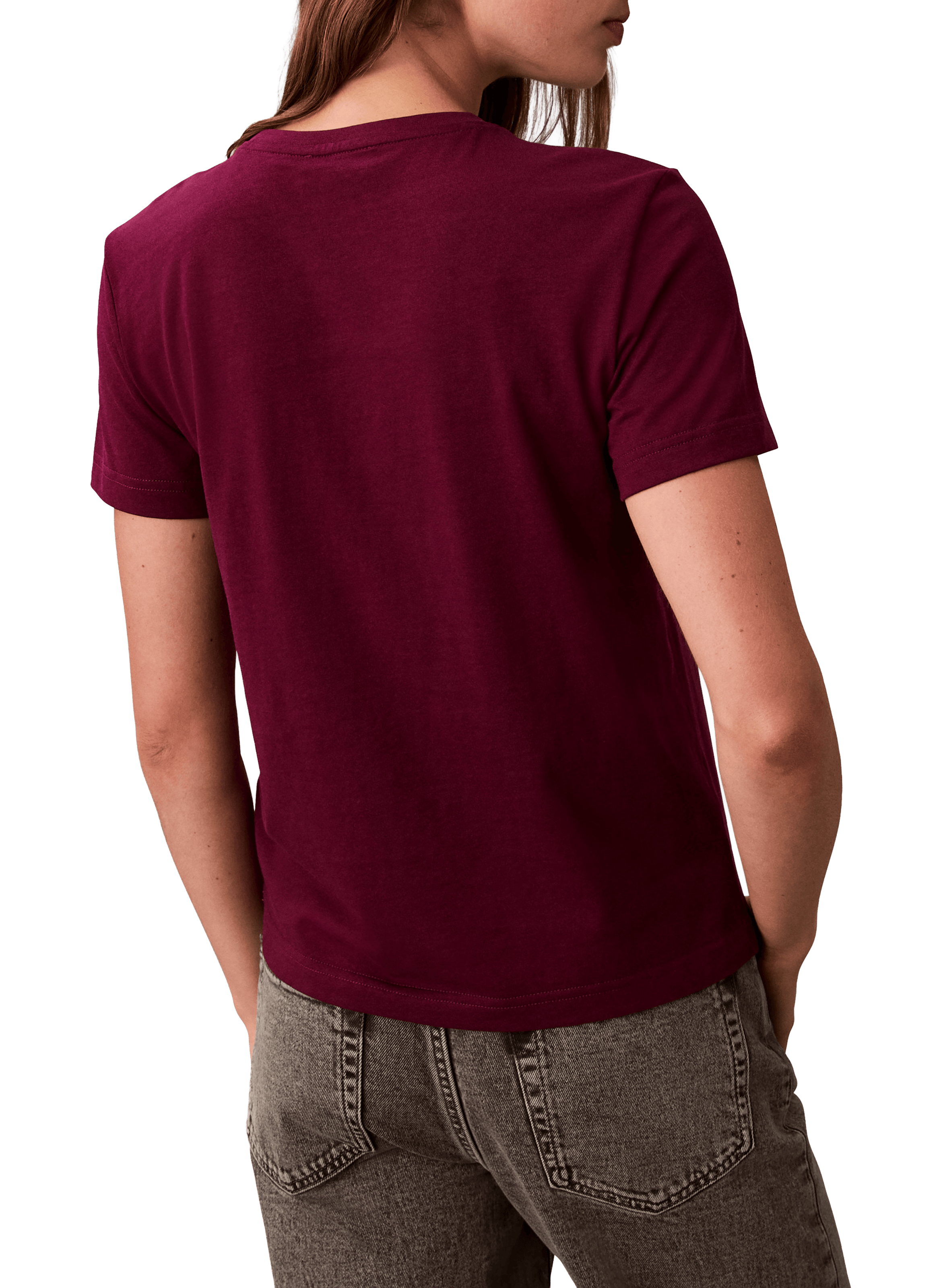 T-shirt à col rond en coton CALVIN KLEIN Rose