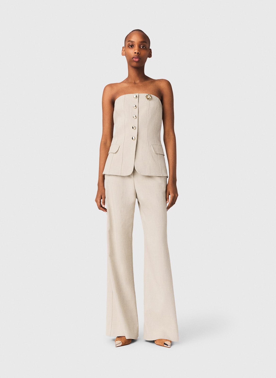 Top bustier ajusté MAJE Beige