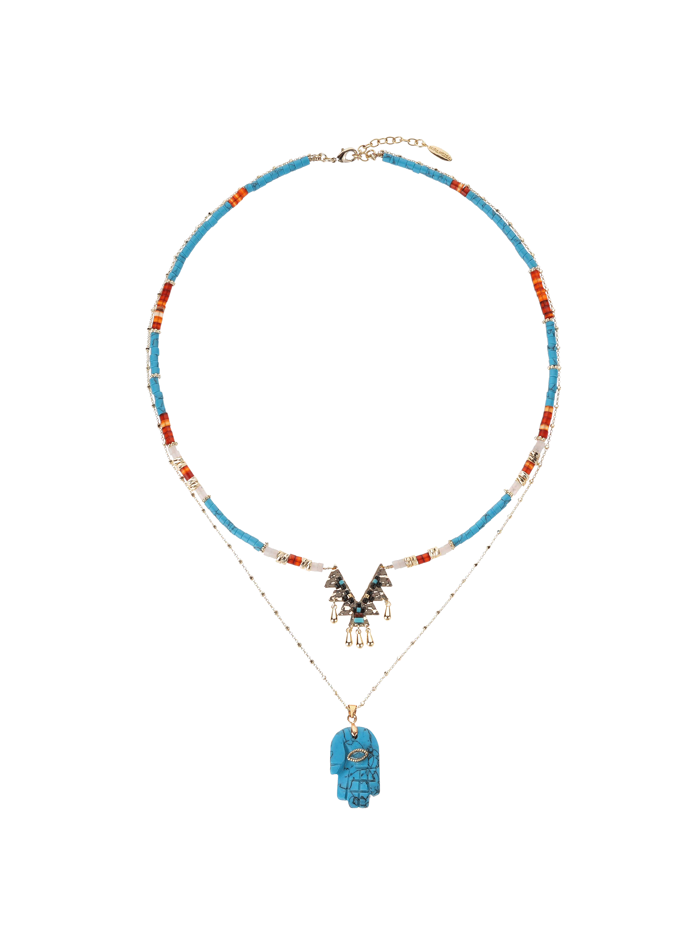 Collier multirangs de perles avec pendentifs centraux ranch HIPANEMA Bleu