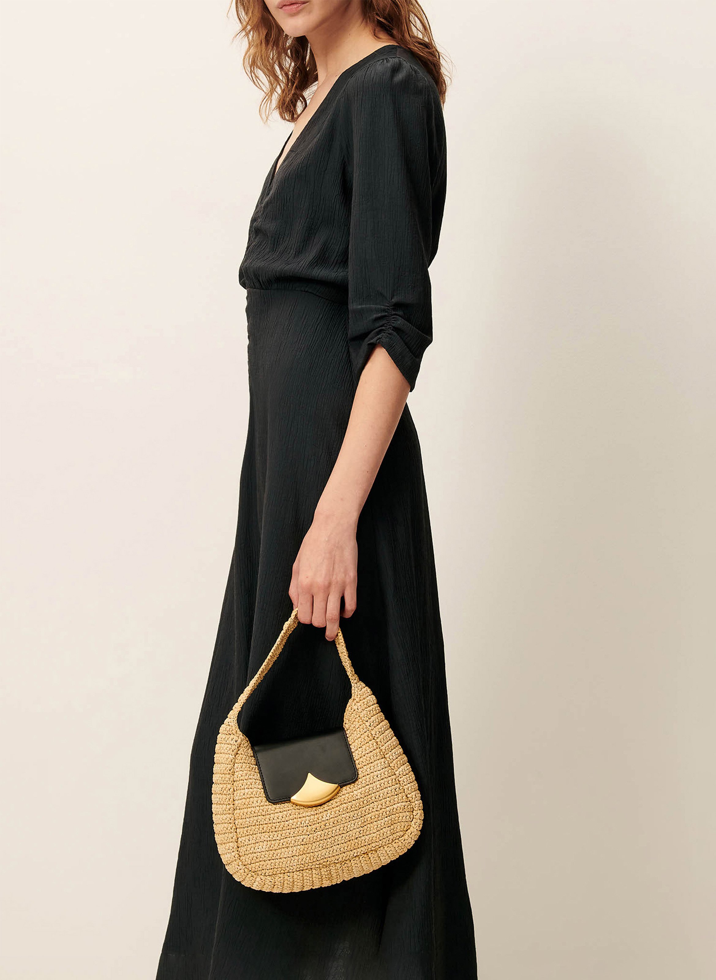 Robe longue col v imprimée nylia SESSUN Vert