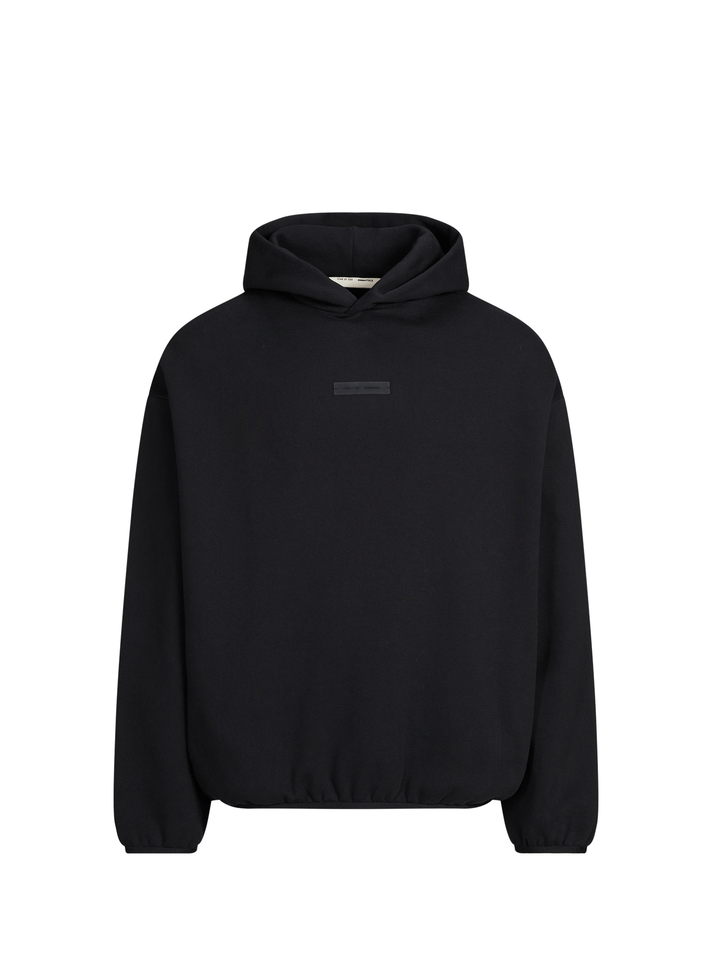 Hoodie à plaques logo en coton mélangé FEAR OF GOD ESSENTIALS Noir