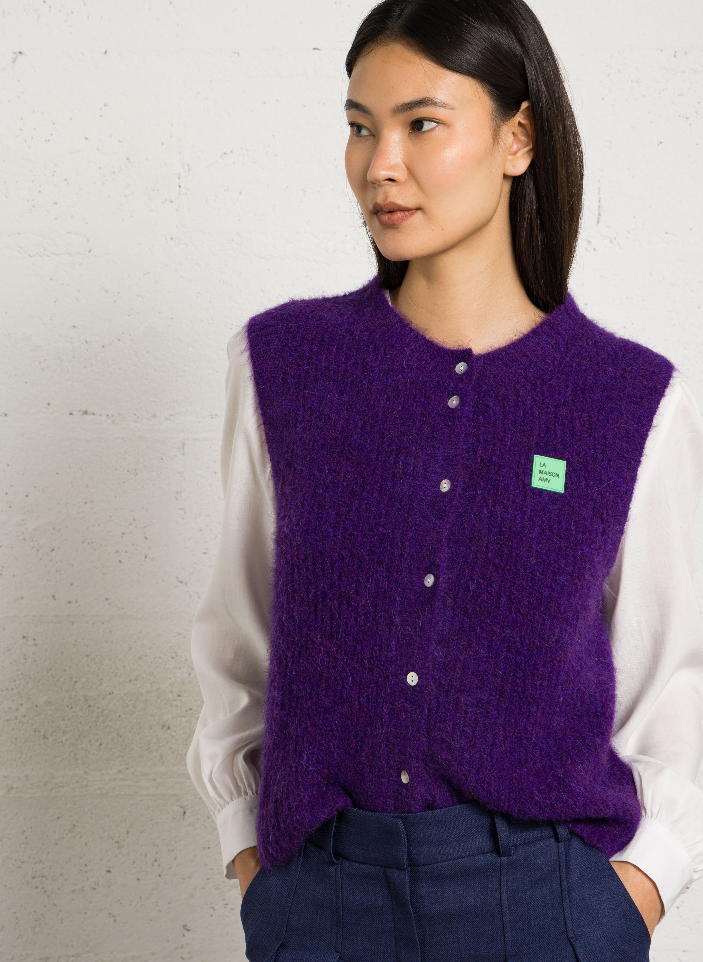 Gilet sans manches en maille duveteuse east AMERICAN VINTAGE Violet
