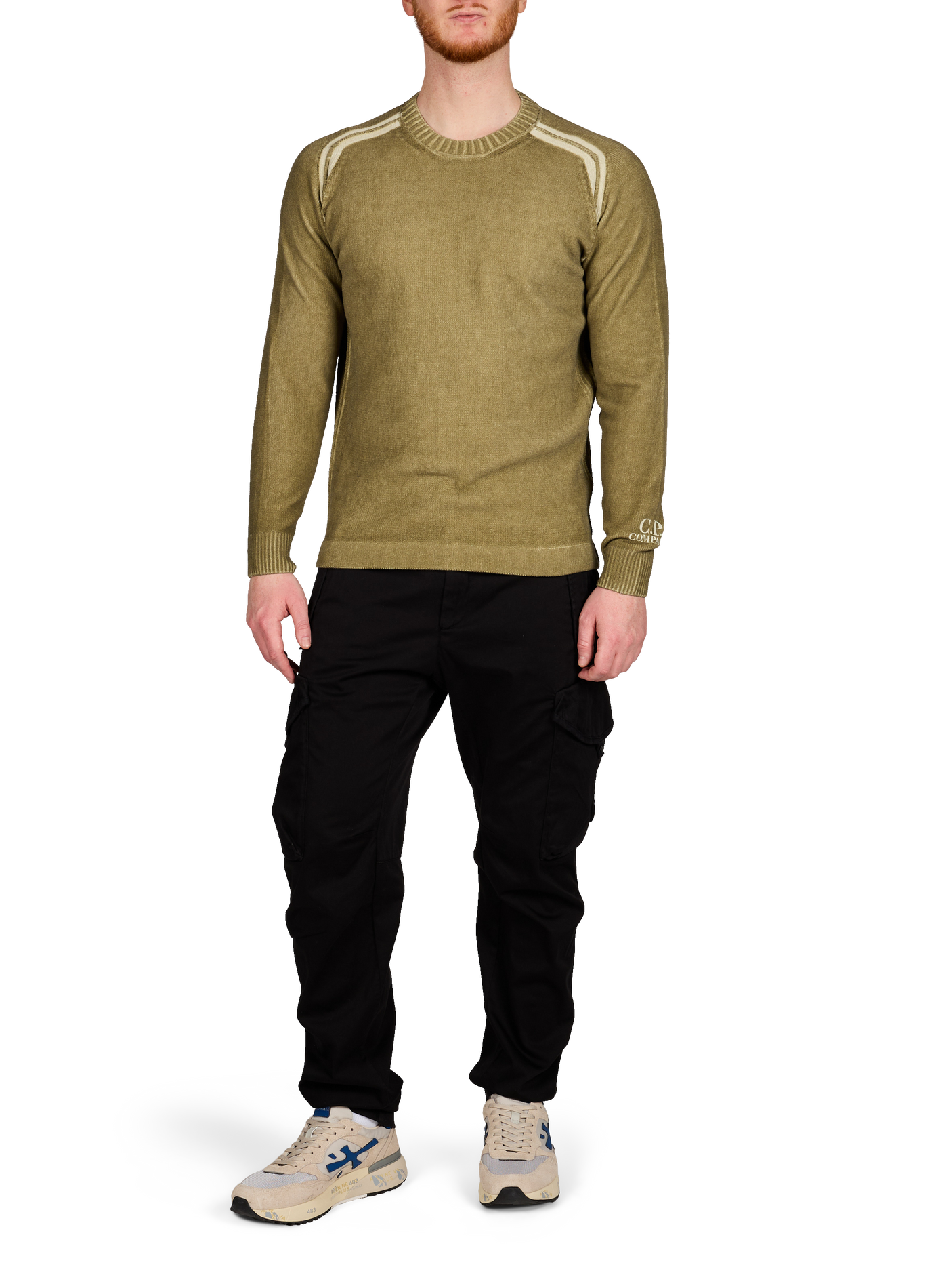 Solid color mixed cotton pants CP COMPANY Black