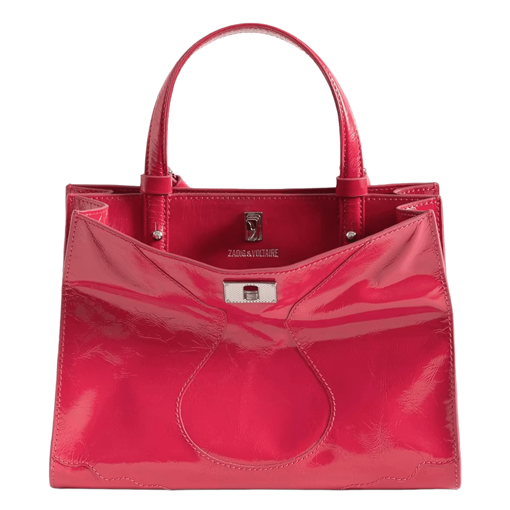 Sac cabas en cuir vernis jack nano ZADIG&VOLTAIRE Rose