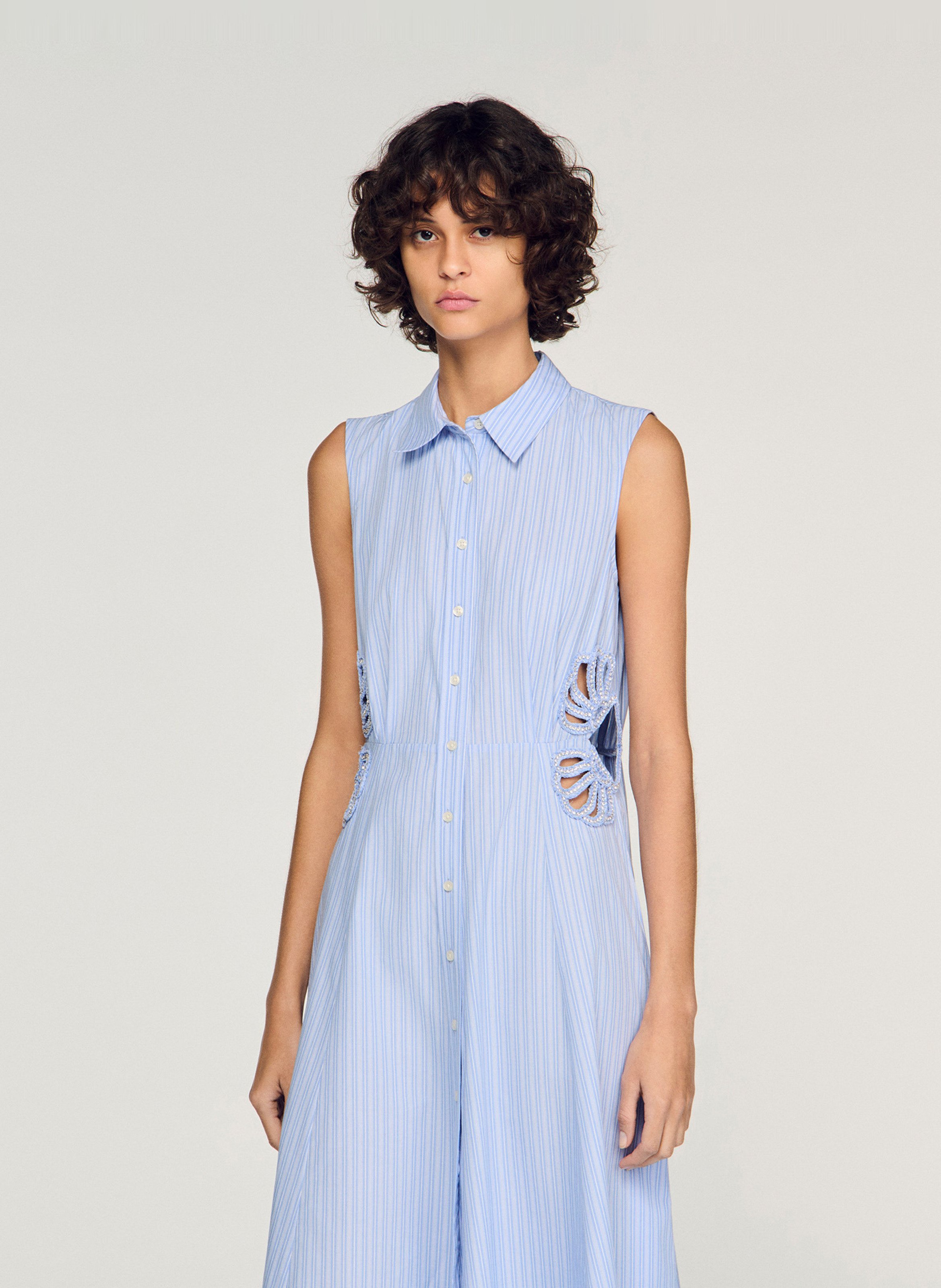 Robe chemise en coton SANDRO Bleu