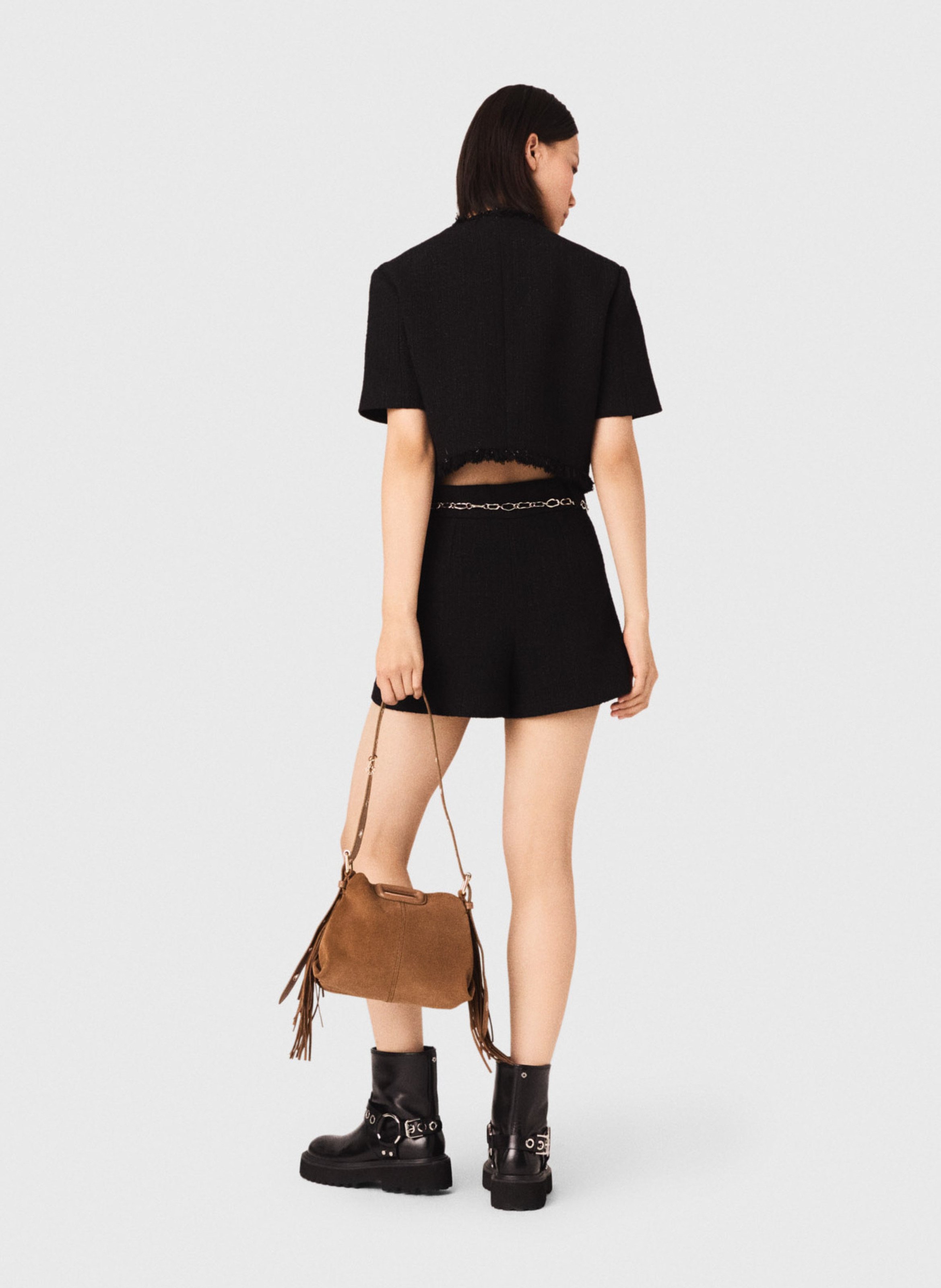 Short droit en coton mélangé MAJE Noir