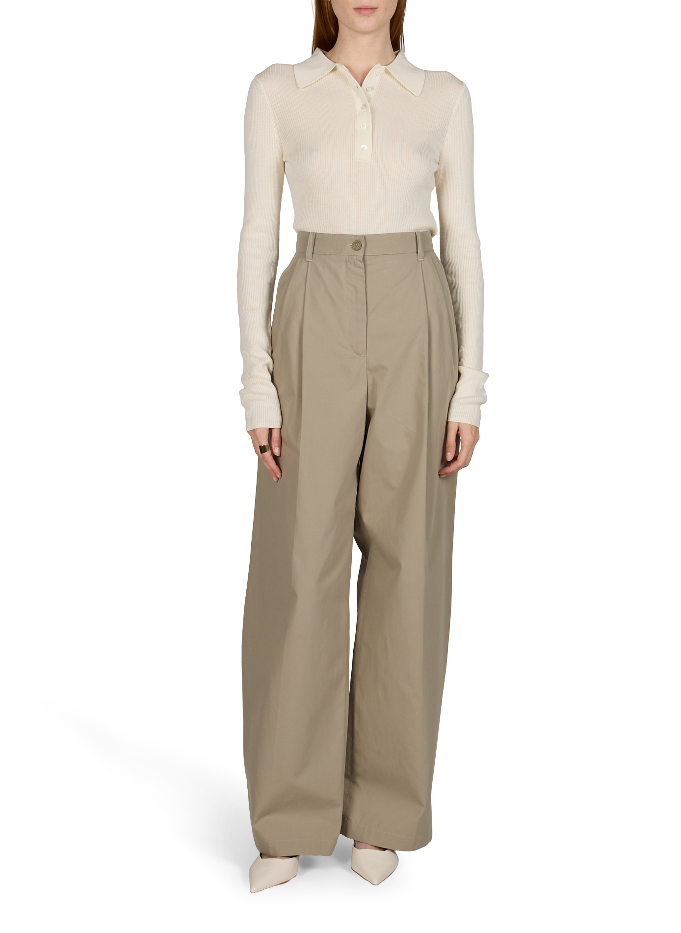 Silk and wool Jules top ALMADA Beige