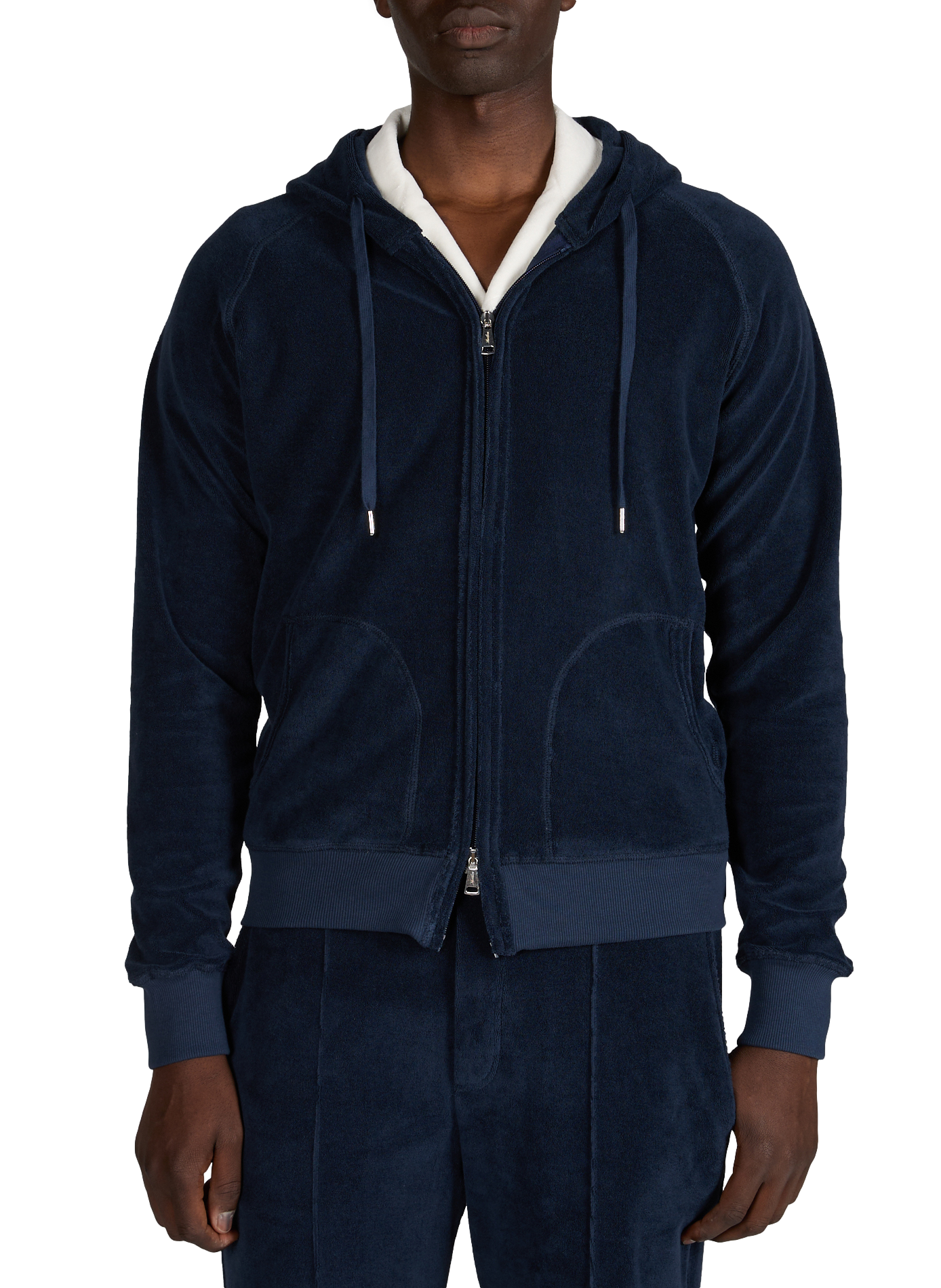 Veste éponge à capuche en coton mélangé AURELIEN Bleu