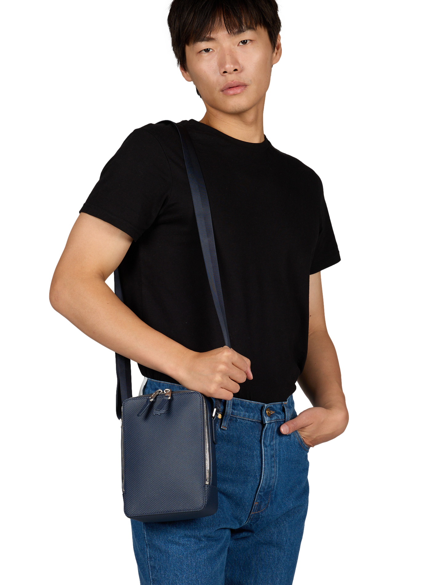 Borsa in pelle LACOSTE Blu