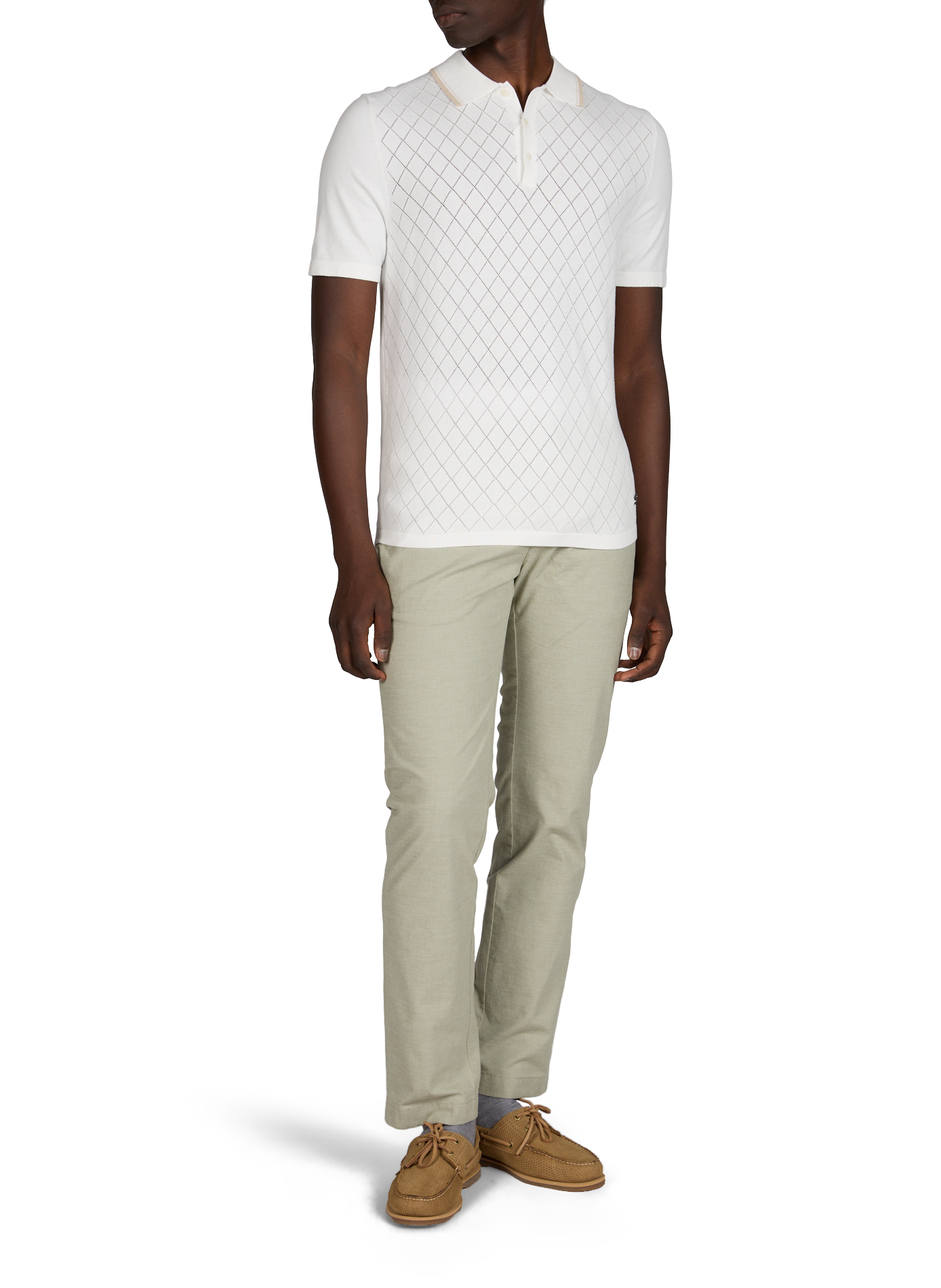 Polo a maniche corte a quadretti in misto cotone PIERRE CARDIN Bianco