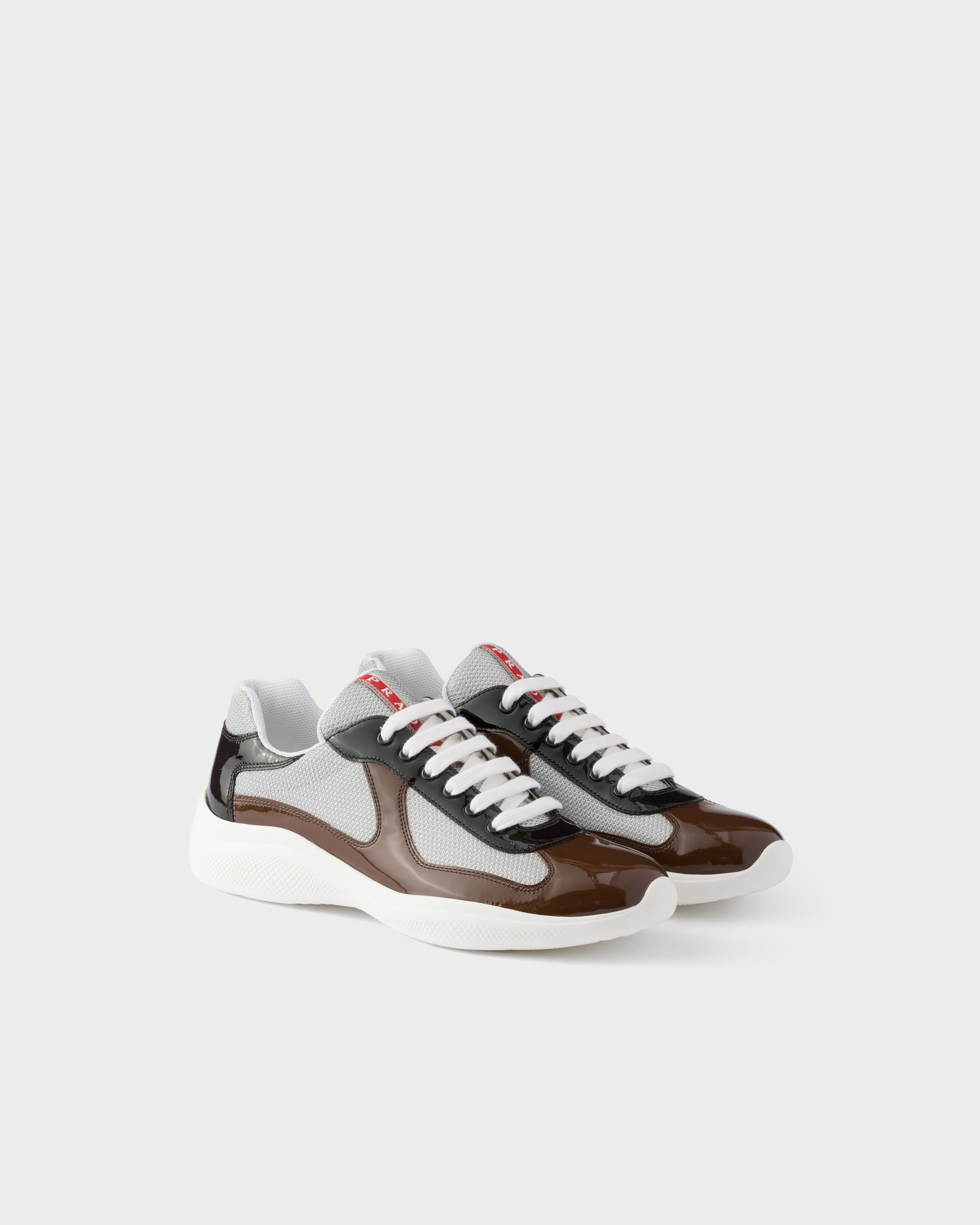 Sneakers prada america’s cup en cuir verni et tiss PRADA Marron