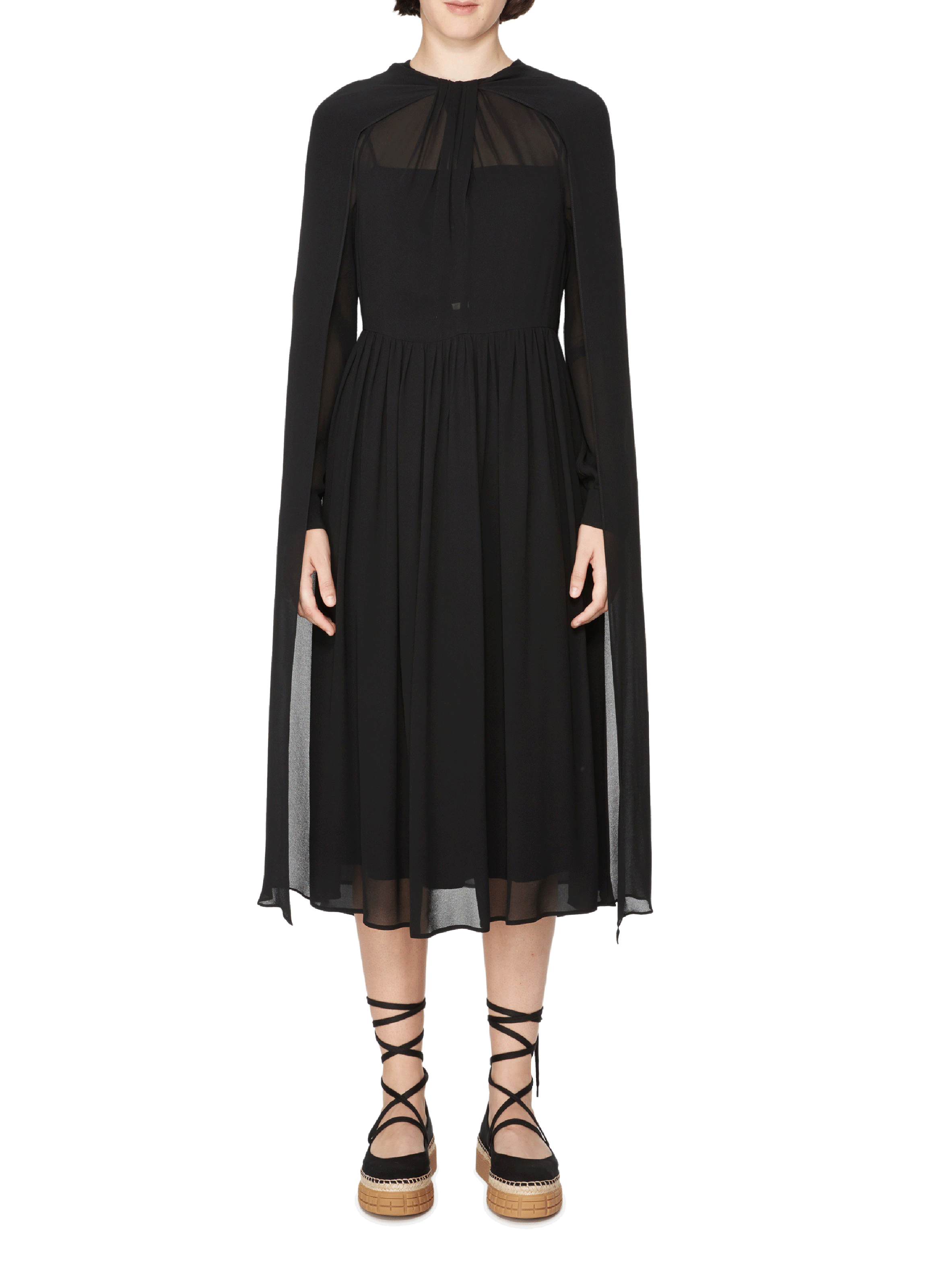 Robe à manches cape en viscose PRADA Noir