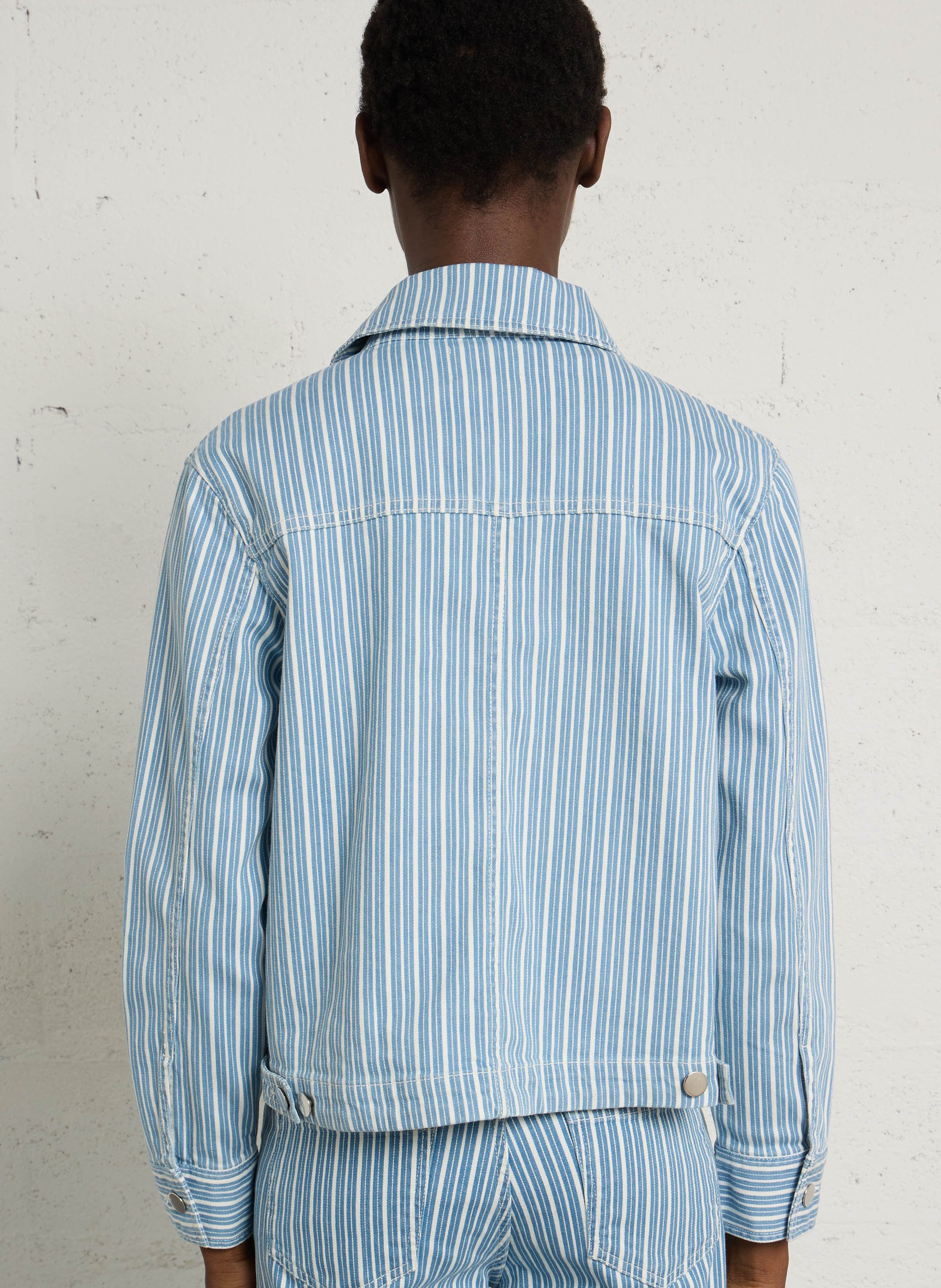 Blouson droit col classique en coton mélangé rayé carla MAISON 123 Bleu